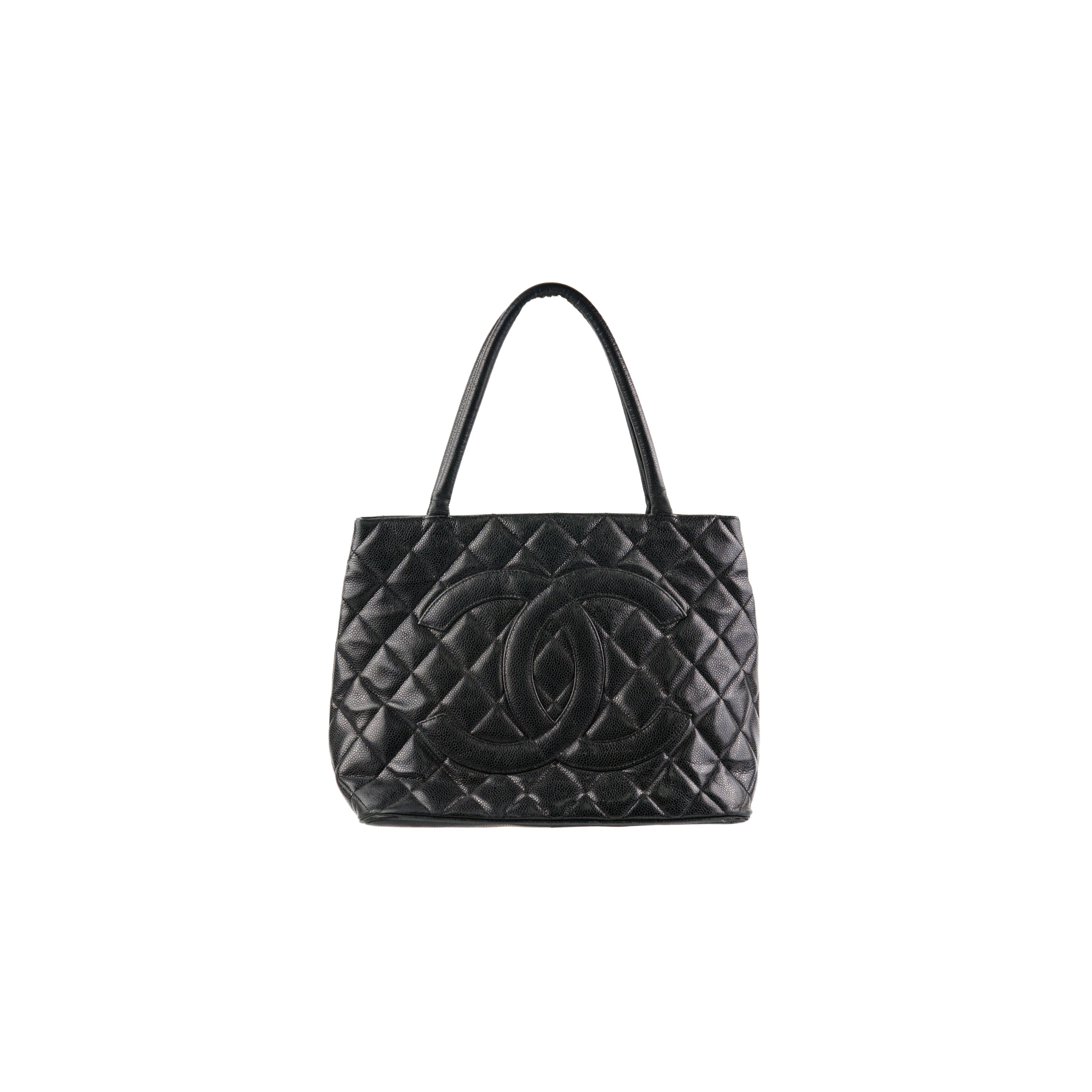 Chanel Black Caviar Leather Medallion Tote Bag - Luxury Designer Handbag for Women, Perfect for Work, Travel & Everyday Use