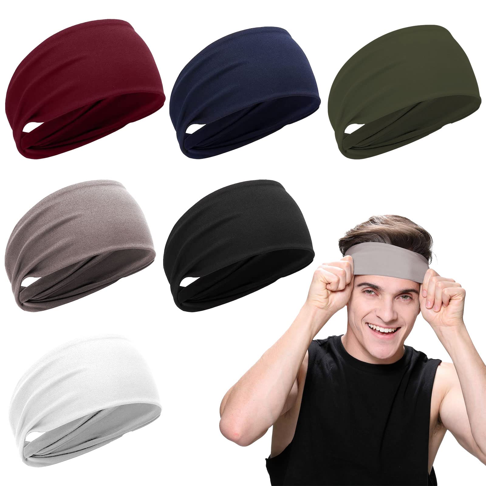 4 Pack Unisex Sports Headbands for Men & Women - Moisture Wicking Workout Sweatbands for Running, Yoga, Gym & Fitness - Non Slip Athletic Head Wraps (Helmet Friendly) - Perfect for Workouts, Sports & Active Lifestyles