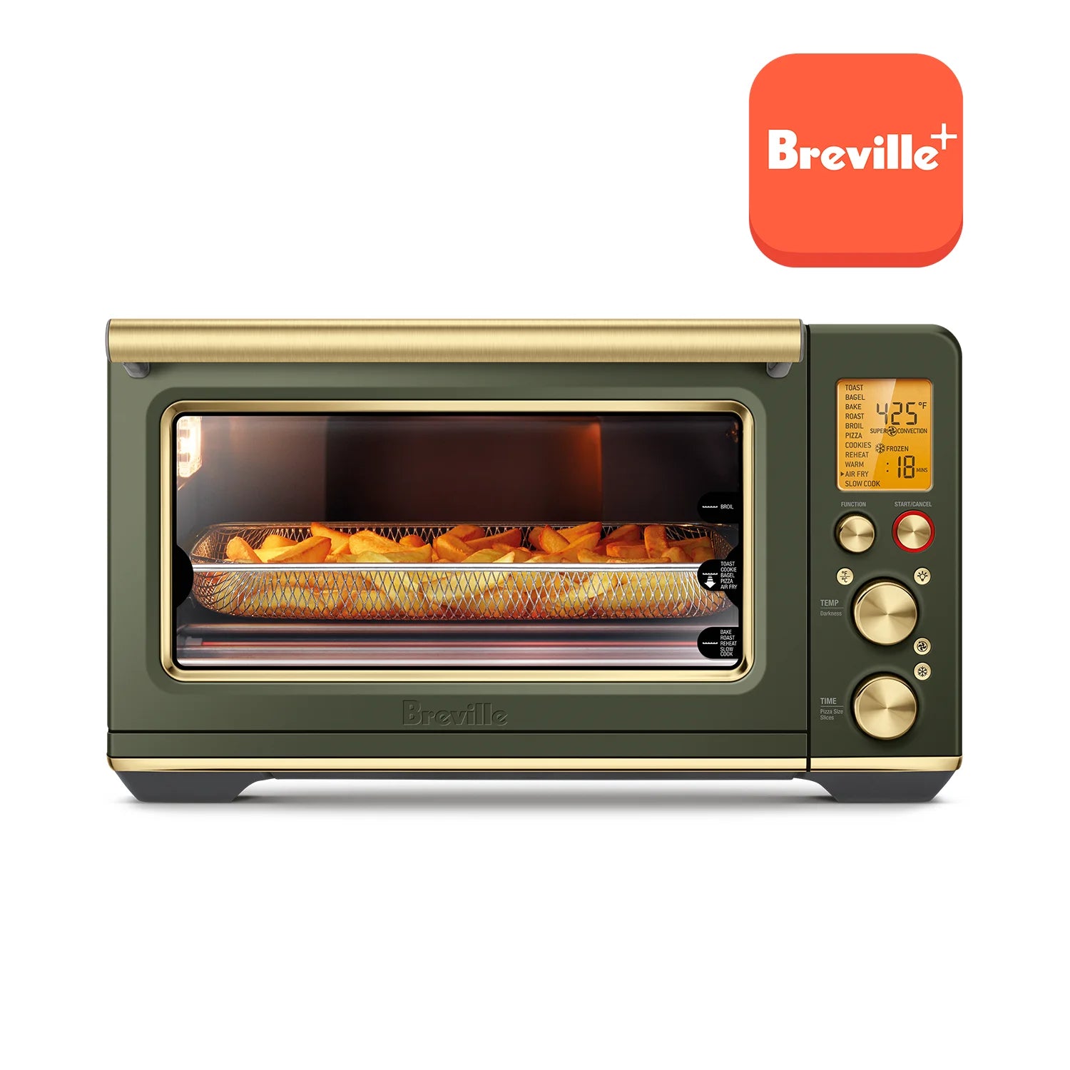 Breville Smart Oven Air Fryer Pro with Convection - Olive Tapenade Brass (BOV860OLB) - Countertop Oven for Baking, Roasting, Air Frying & More - Perfect for Kitchens, Small Spaces & Entertaining