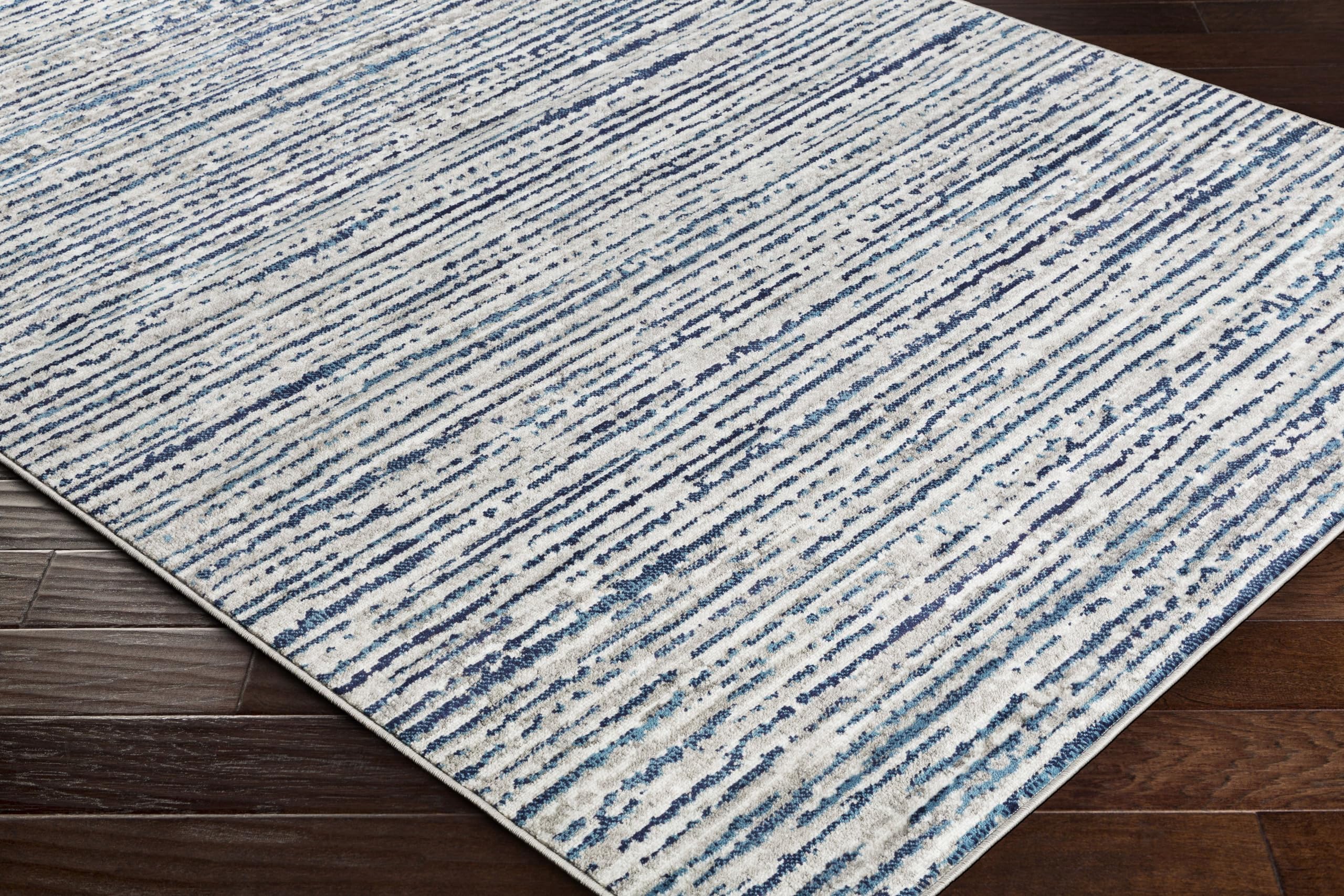 Mark&Day Delisle Modern Navy Blue & White 6x9 Area Rug - Soft Non-Slip Living Room Carpet, Bedroom Rug, Kitchen Floor Mat (6'7