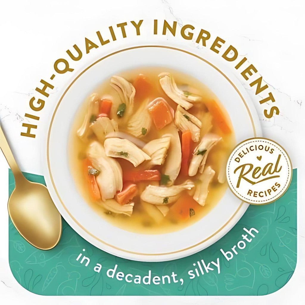 Fancy Feast Classic Broth Cat Food - 40g Pouch with Chicken, Vegetable, Tuna, Shrimp & White Fish - High Protein Wet Cat Food for Adult & Senior Cats - Perfect for Picky Eaters & Hydration Boost