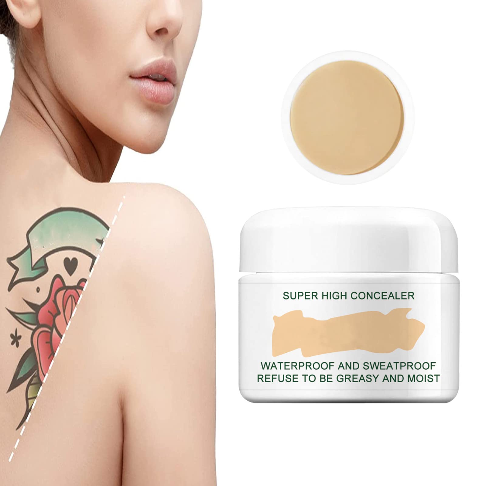 Eelh Waterproof 3-Shade Concealer Cream - Tattoo & Body Concealer for Blemishes, Brown Spots & Imperfections (03# Nude Beige) | Long-Lasting, Full Coverage Makeup for Daily Use, Special Events & Tattoo Coverage