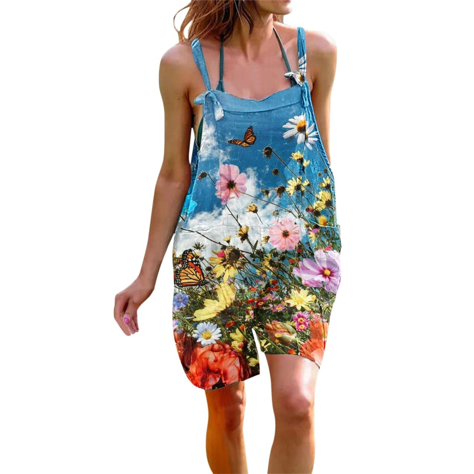 Women's Vintage Short Sleeve Jumpsuit - Solid Color Utility Romper with Belt Loops | Casual Summer Outfit for Beach, Travel & Street Style