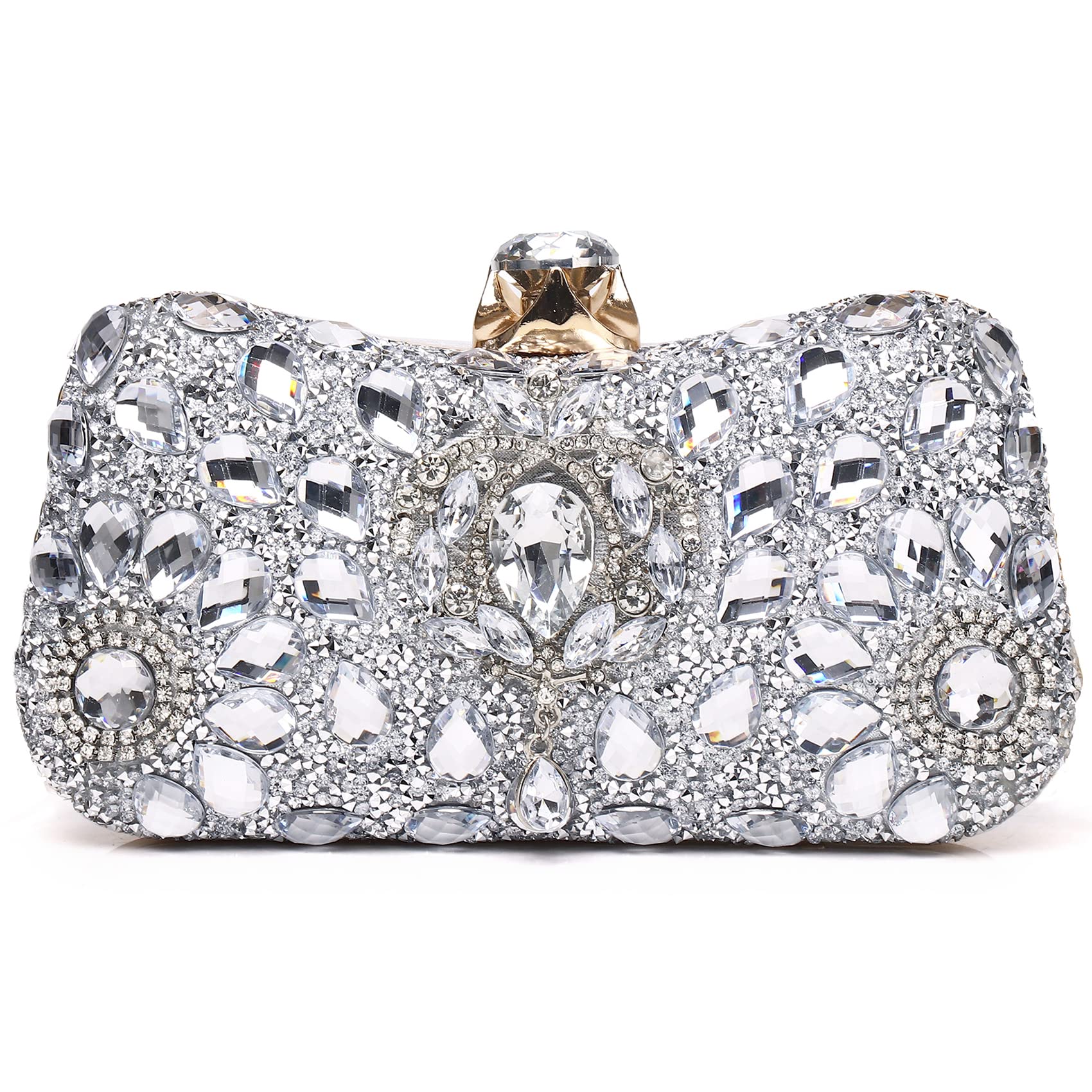 Labair Women's Rhinestone Floral Crystal Clutch Purse - Sparkly Evening Bag for Wedding, Prom, Bridal Party & Formal Events - Elegant Handbag for Special Occasions & Night Out
