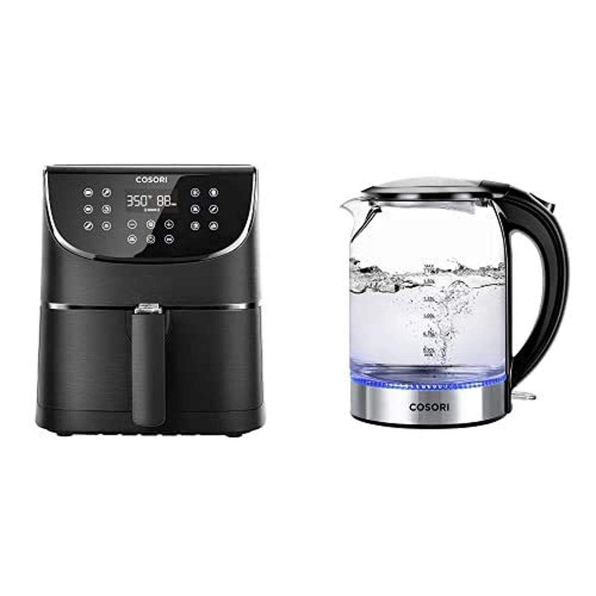 COSORI Air Fryer Max XL 5.8 Quart - Digital Hot Air Fryer Oven with 11 Presets, Oil-Free Cooking & LED Touchscreen | Electric Glass Kettle for Boiling Water & Tea | Perfect for Healthy Meals, Quick Snacks & Beverage Preparation