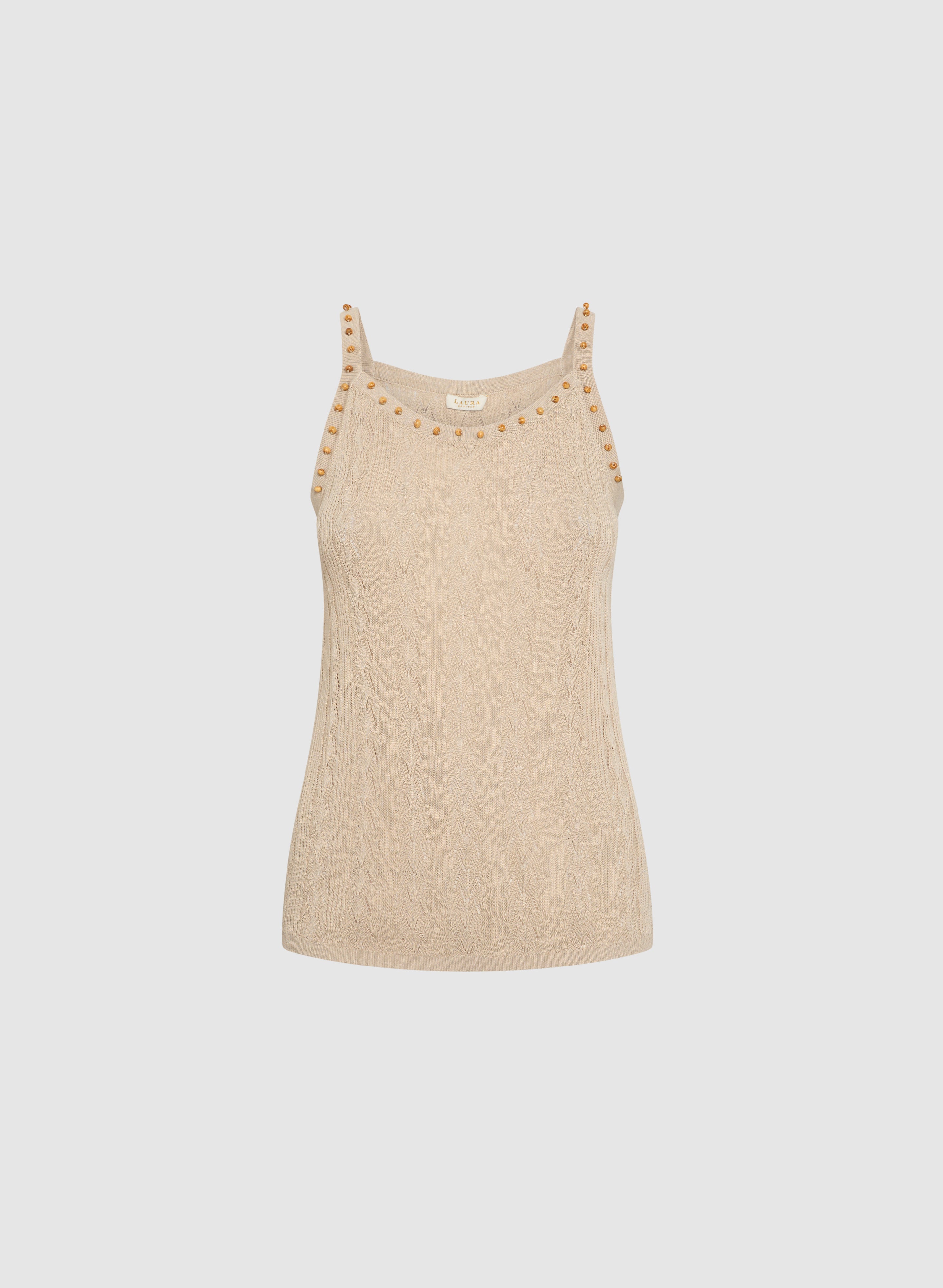 Beaded Sleeveless Sweater for Women - Elegant Knit Top with Pearl Embellishments - Perfect for Summer Parties, Date Nights & Casual Outings