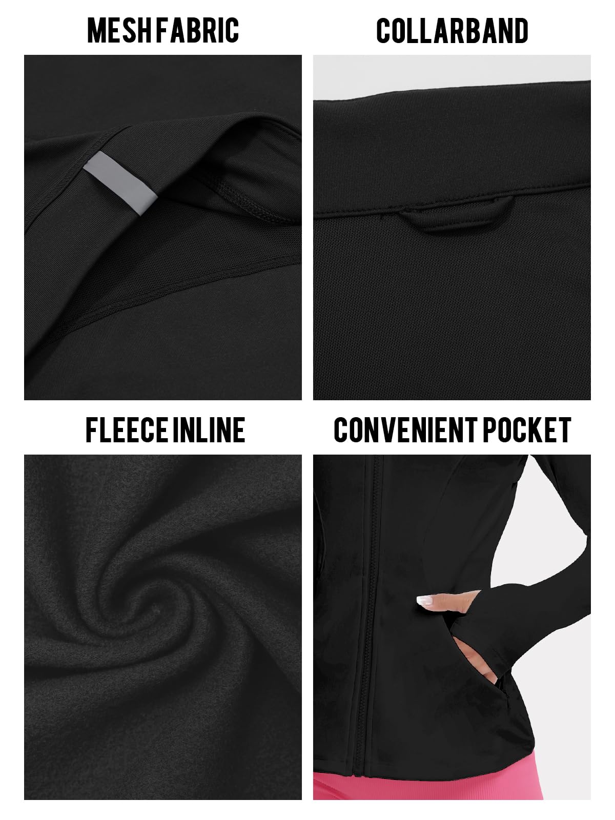 VUTRU Women's Full Zip Fleece Workout Jacket - Lightweight Yoga Running Athletic Track Jacket for Gym, Outdoor & Casual Wear