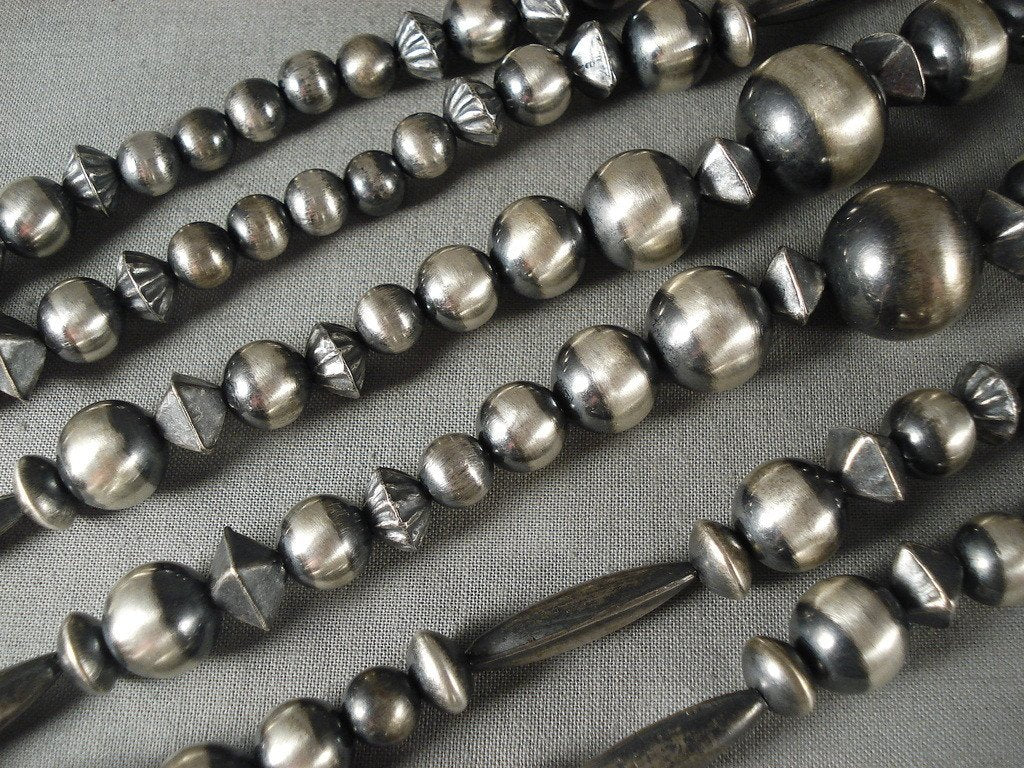 Authentic Vintage Navajo Native American Silver Tube Necklace - Handcrafted Sterling Silver Jewelry for Women, Perfect for Boho Fashion, Festivals & Cultural Events