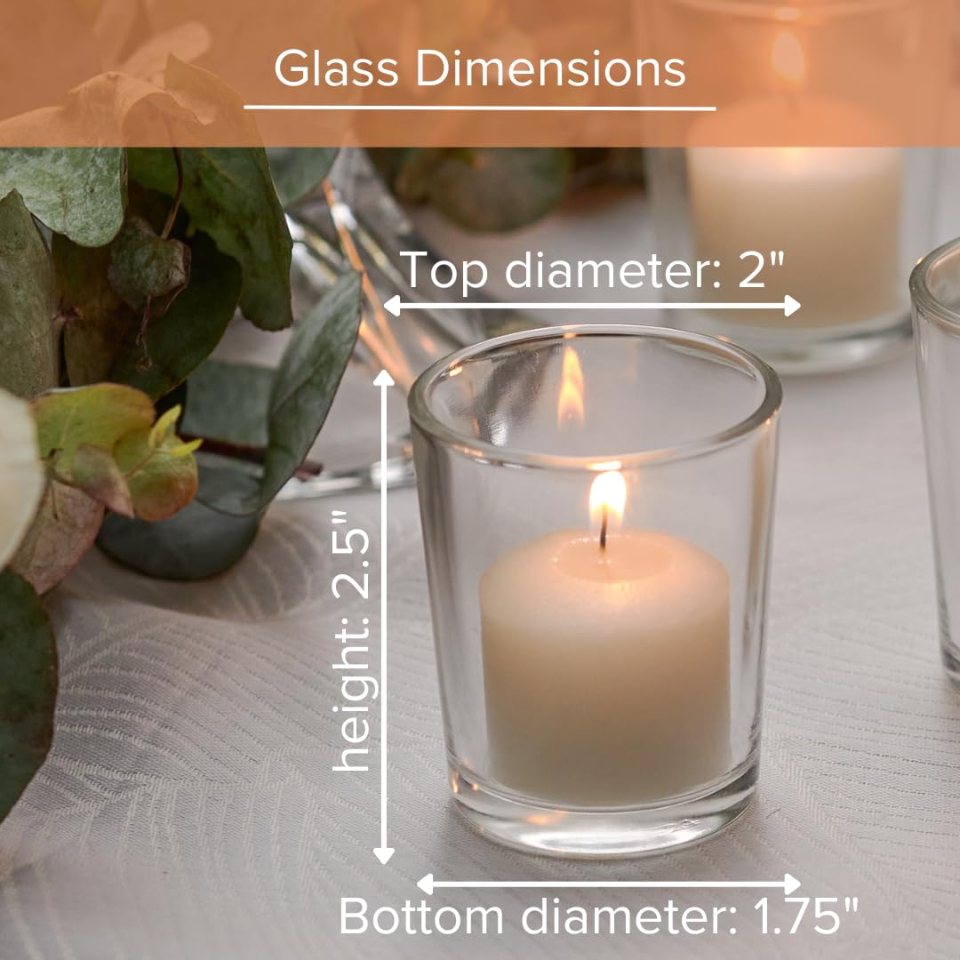 Simply Soson Bulk Votive Candles - 24 Ivory Unscented Candles with Glass Holders, 10-Hour Burn Time - Perfect for Weddings, Birthdays, Holidays & Home Decor - Create Cozy Ambiance for Dining, Relaxation & Romantic Settings