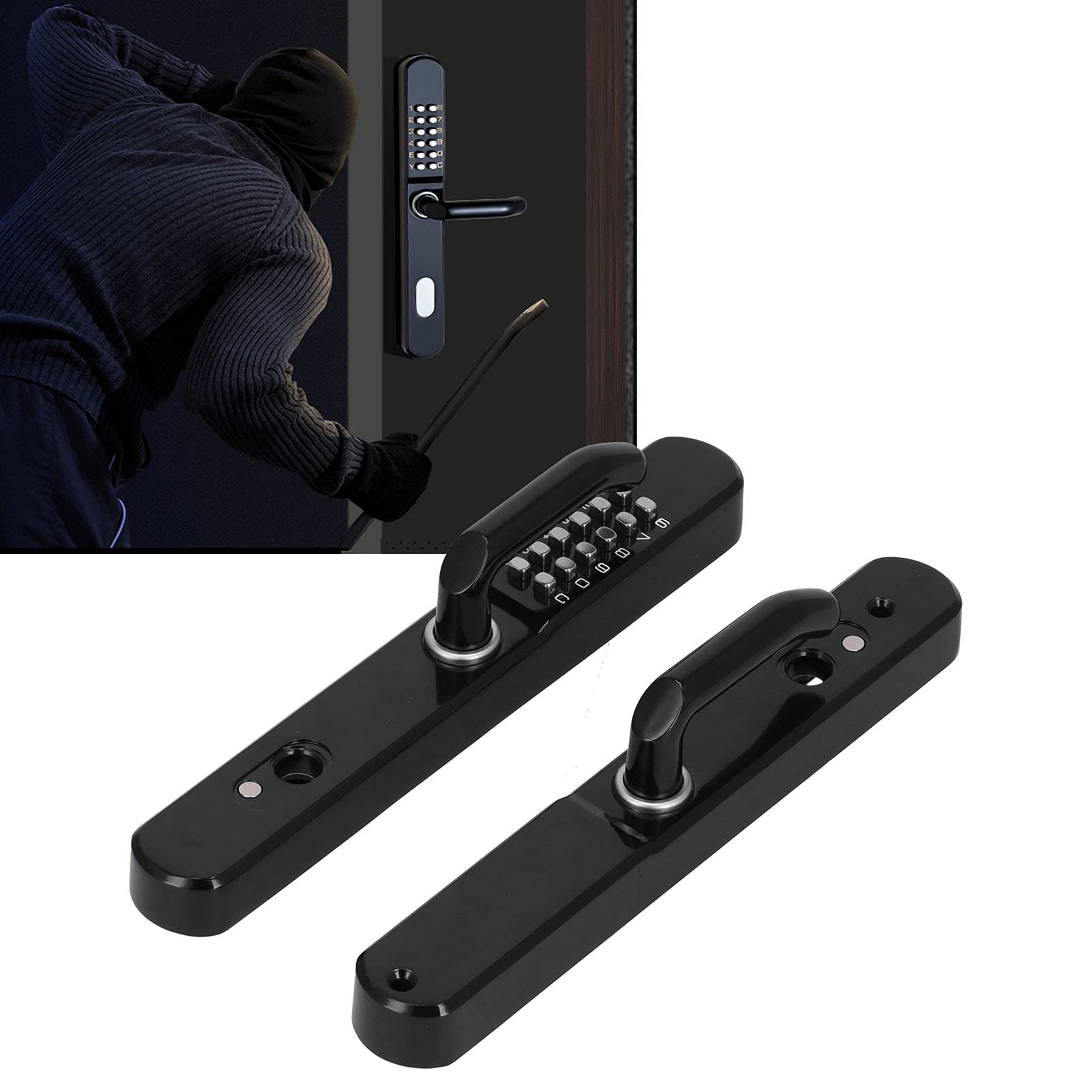 Smart Keyless Entry Door Lock - Outdoor Sunproof Villa Security Lock with Key, Broken Bridge Aluminum & Wrought Iron Design for Home, Courtyard (Black) | Compatible with Smart Doorbell Systems | Perfect for Vacation Homes, Rental Properties & High-Security Areas