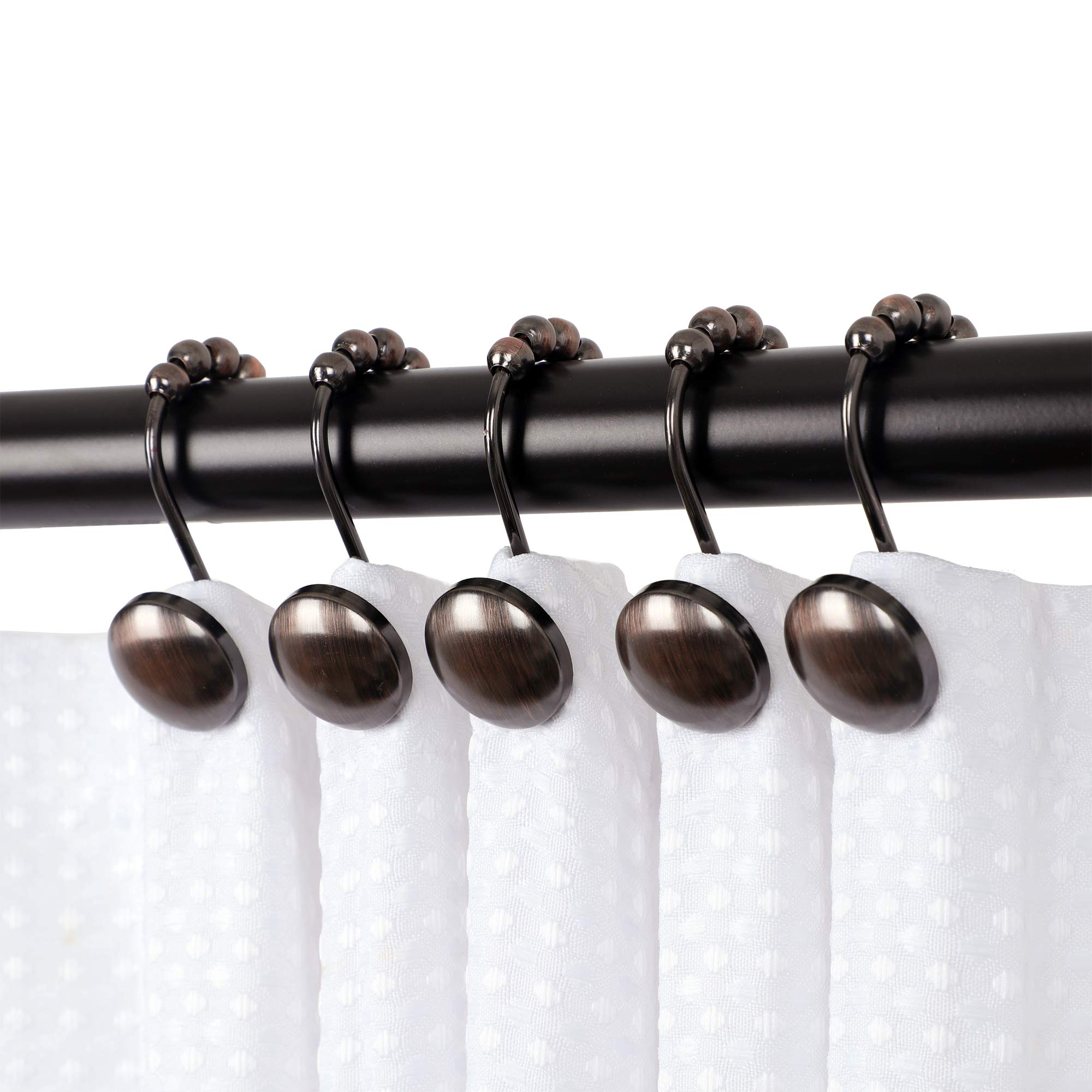 Utopia Alley Shower Hooks - 12 Pack Rust-Resistant Roller Shower Curtain Rings for Bathroom - Oil Rubbed Bronze Hooks for Shower Curtain & Liner - Perfect for Home, Hotel & Spa Bathroom Decor