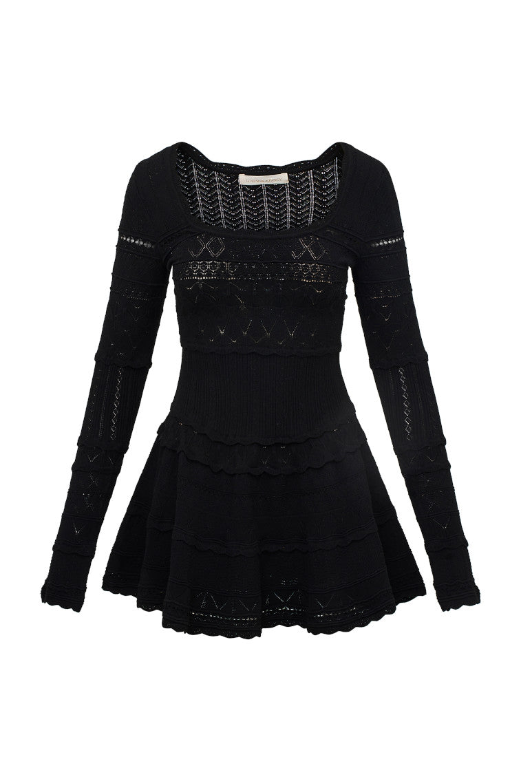Lavender Pointelle Knit Mini Dress - Floral Lace Summer Dress for Women, Perfect for Beach Vacations & Date Nights