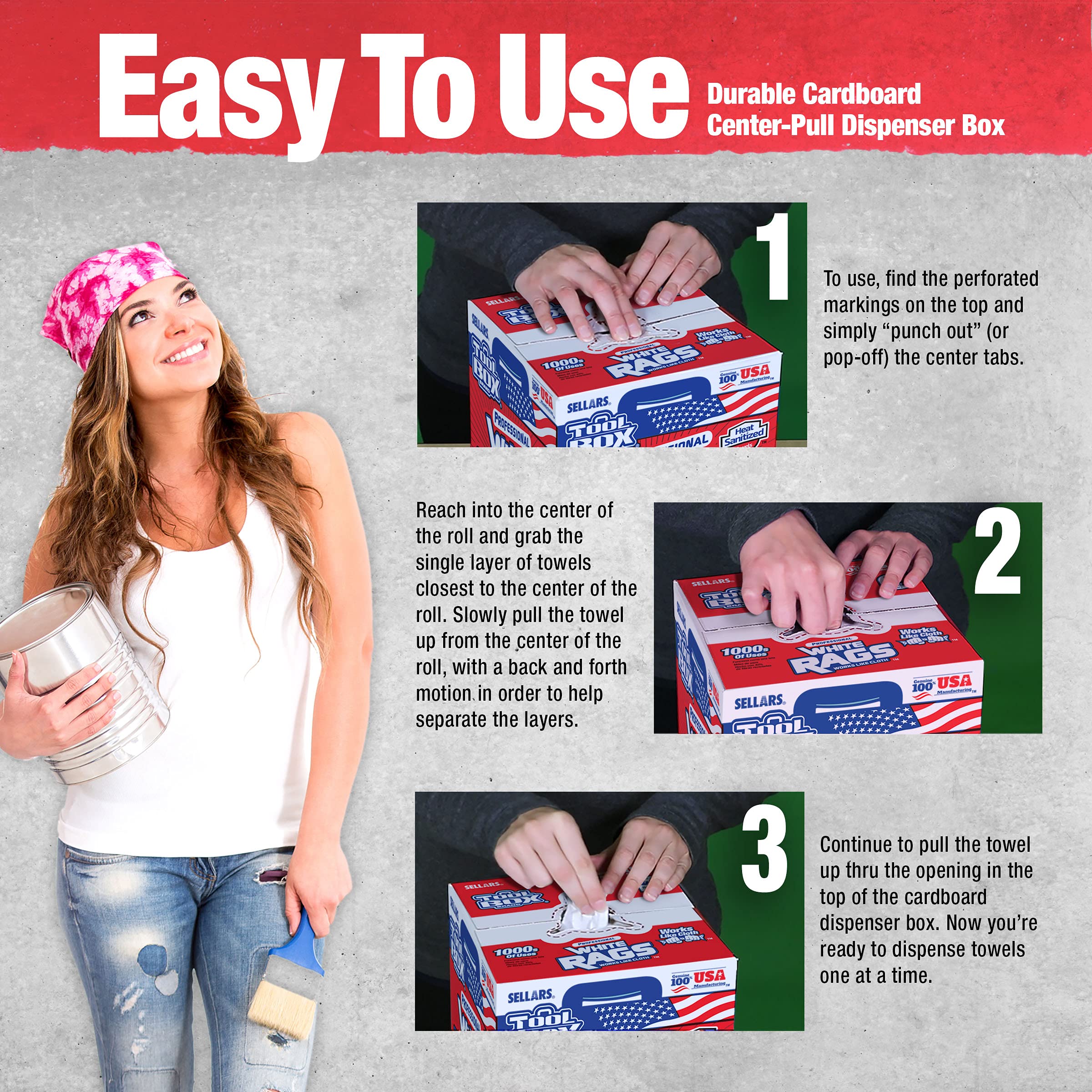 Sellars 58202 White Toolbox Rags - 10