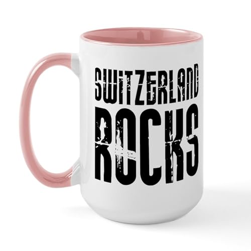 White/Pink Inside - Switzerland Rocks Large Mug