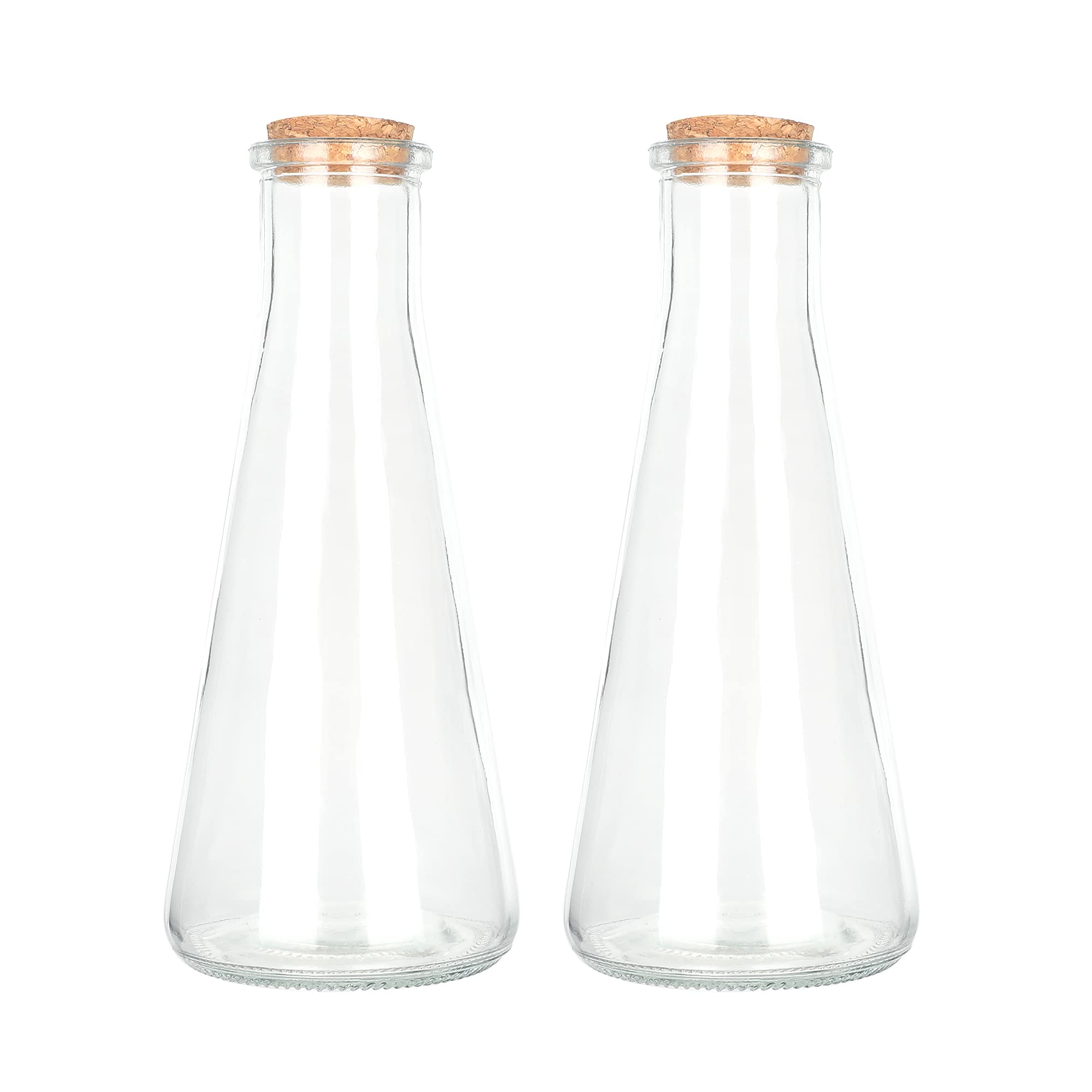 Magic Season 12 oz Decorative Glass Bottles with Cork Stoppers (Set of 2) - Perfect for DIY Crafts, Wedding Centerpieces, Home Decor & Essential Oil Storage