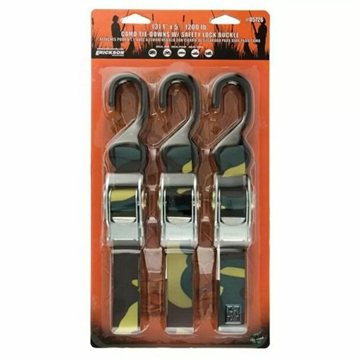 Erickson Manufacturing Heavy Duty Tie Down Straps with Safety Lock Buckle - 3 Pack (1