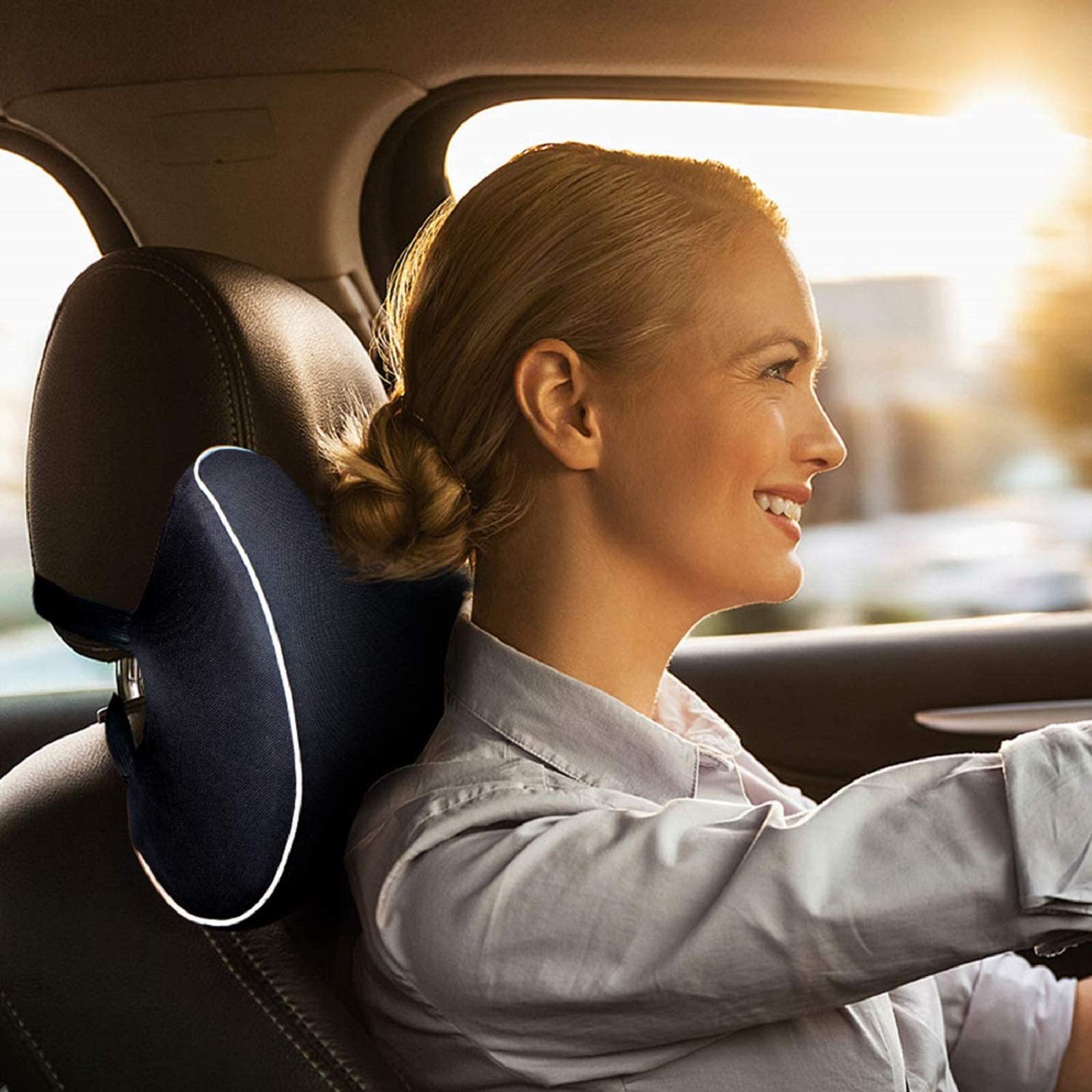 Feagar Car Headrest Neck Pillow - Memory Foam Cervical Support for Office Chair & Car Seat - Comfortable Neck Cushion for Drivers & Passengers - Perfect for Long Drives & Work Comfort