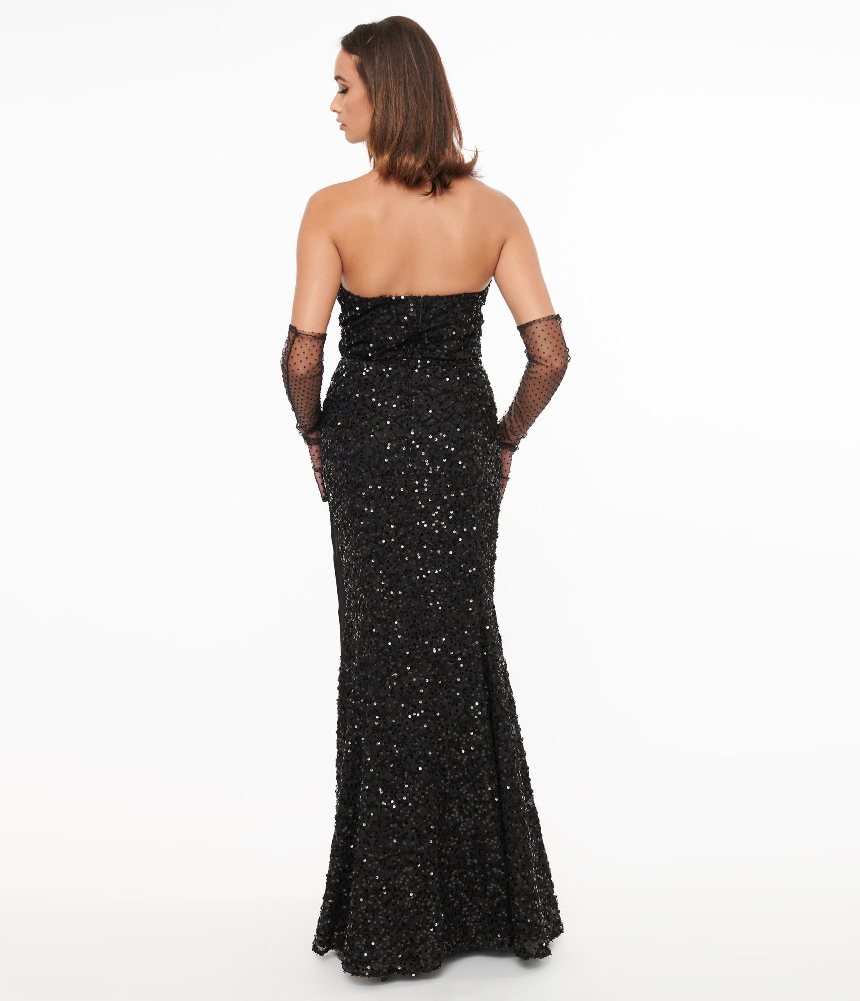 Vintage 1930s Black Sequin Lace Mermaid Evening Dress - Retro Gatsby Flapper Style for Cocktail Parties, Weddings & Special Occasions