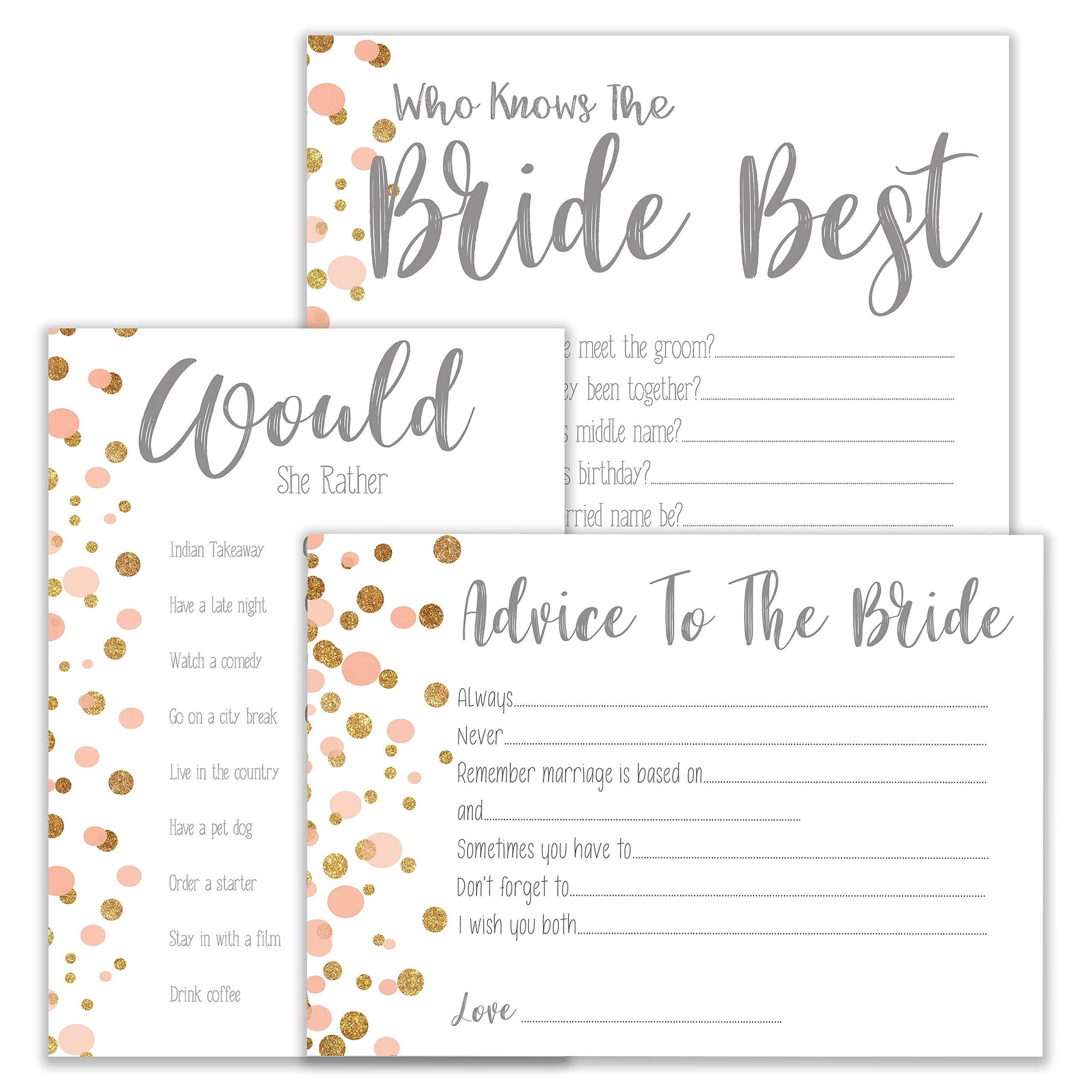 3 in 1 Hen Party Games Set - Polka Dot Design Bachelorette Party Accessories for Bridal Showers & Girls Night Out (HPPD3in1)