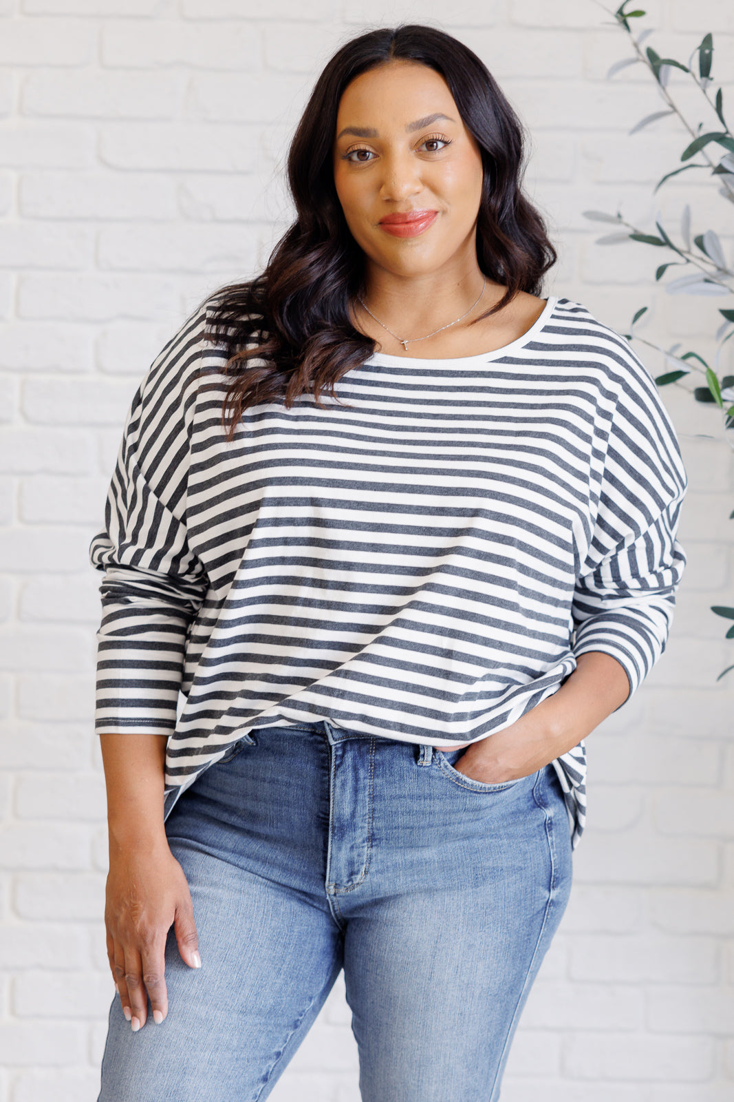 Obviously Mine Striped Oversized Top - Women's Fashion Loose Fit Long Sleeve Shirt for Casual Wear, Work & Weekend Outfits