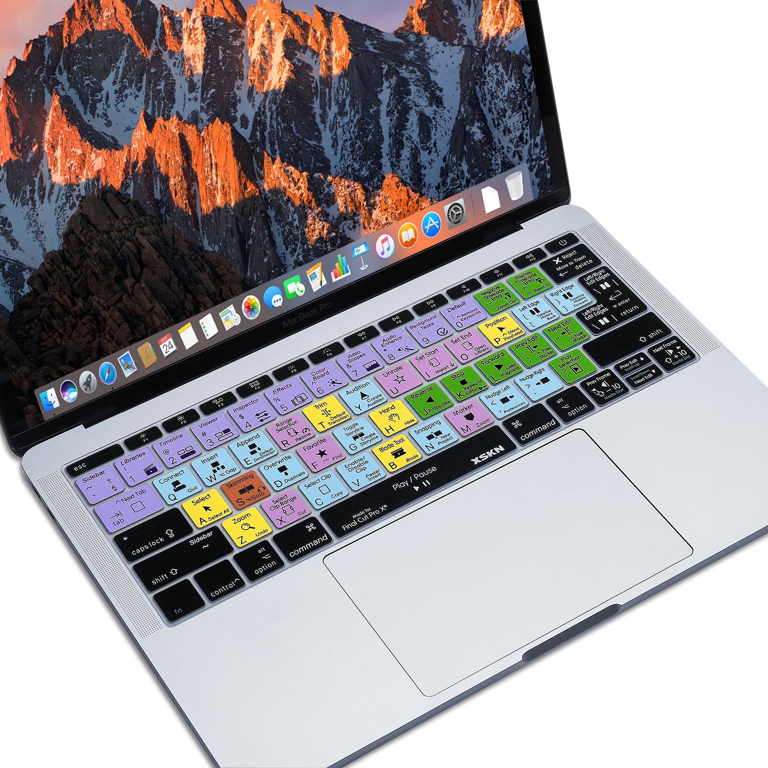 XSKN Final Cut Pro X Silicone Shortcut Keyboard Cover - Compatible with MacBook Pro 13