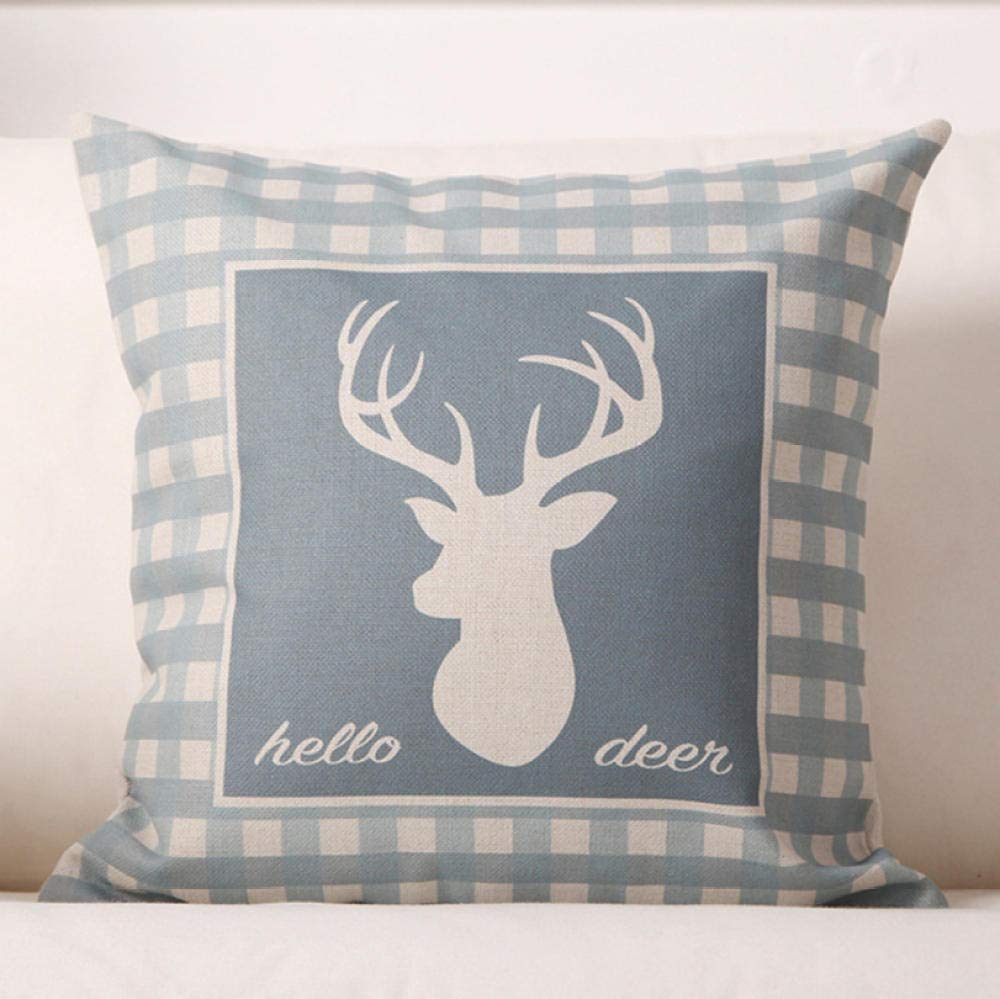 Nordic Style Merry Deer Print Cushion Cover - 45x45cm Sofa Pillow Case for Living Room, Bedroom, Car Seat - Decorative Throw Pillow for Couch, Bed & Home Decor