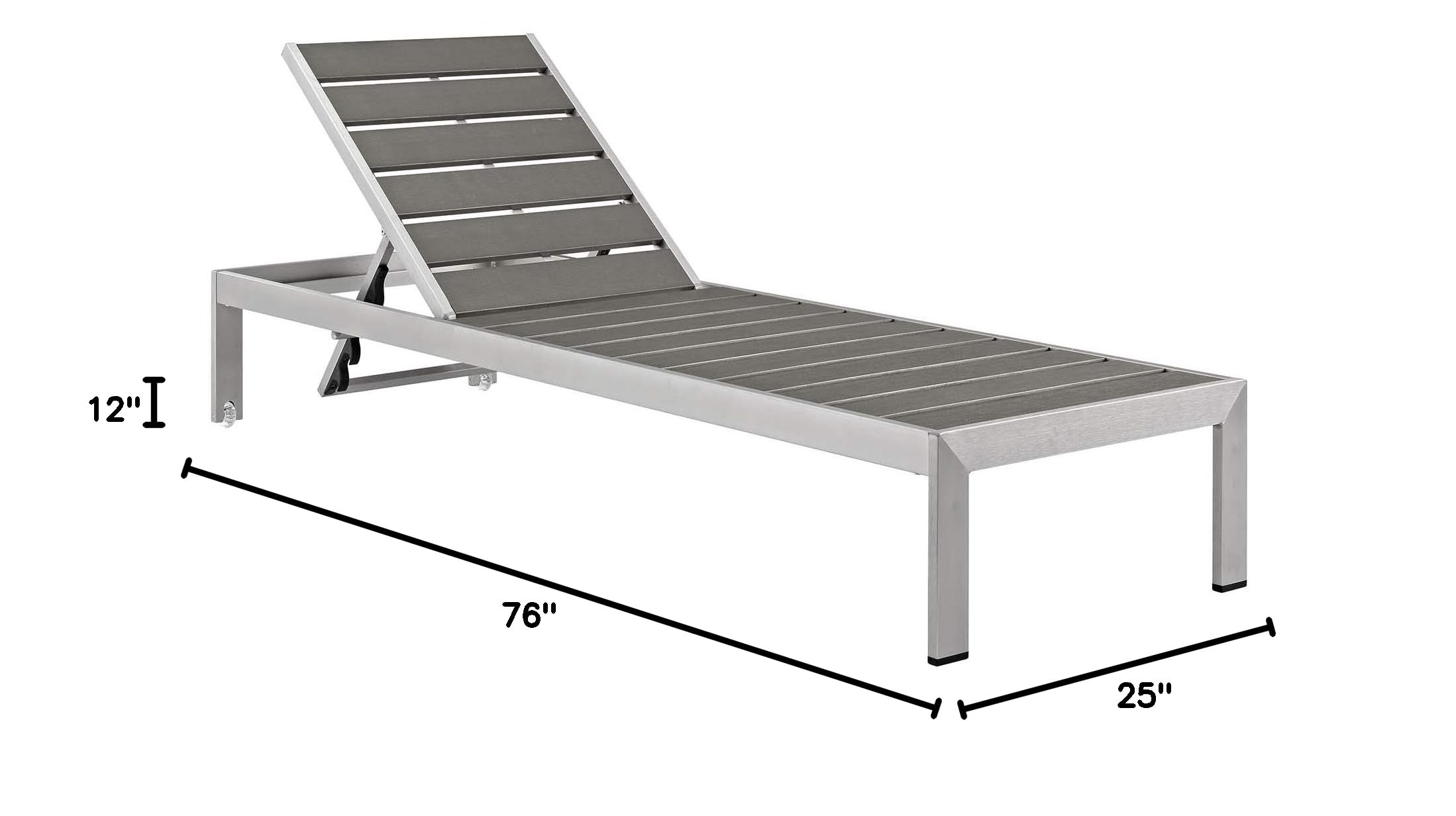 Modway EEI-4502-SLV-TRQ Silver Turquoise Outdoor Patio Chaise Lounge with Cushions - Durable Aluminum Frame for Poolside, Beach & Garden Relaxation