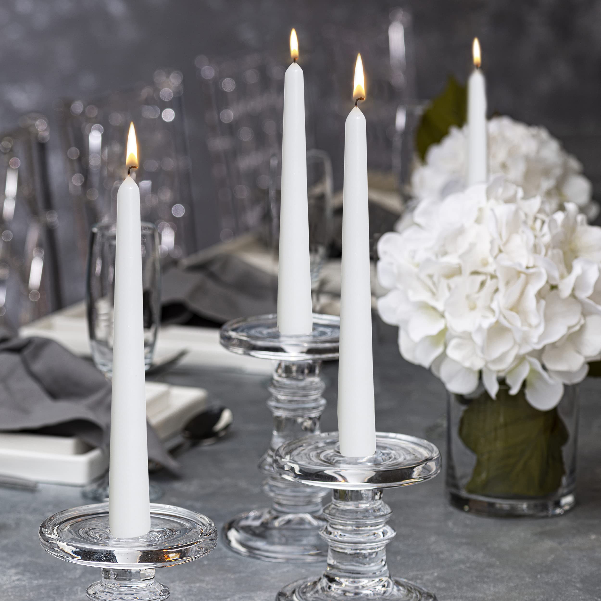BOLSIUS White Taper Candles - 3 Pack (90 Count) - 8 Hour Burn Time - Premium European Quality Unscented Candles with Smokeless Flame - Perfect for Weddings, Church, Restaurants & Home Decor