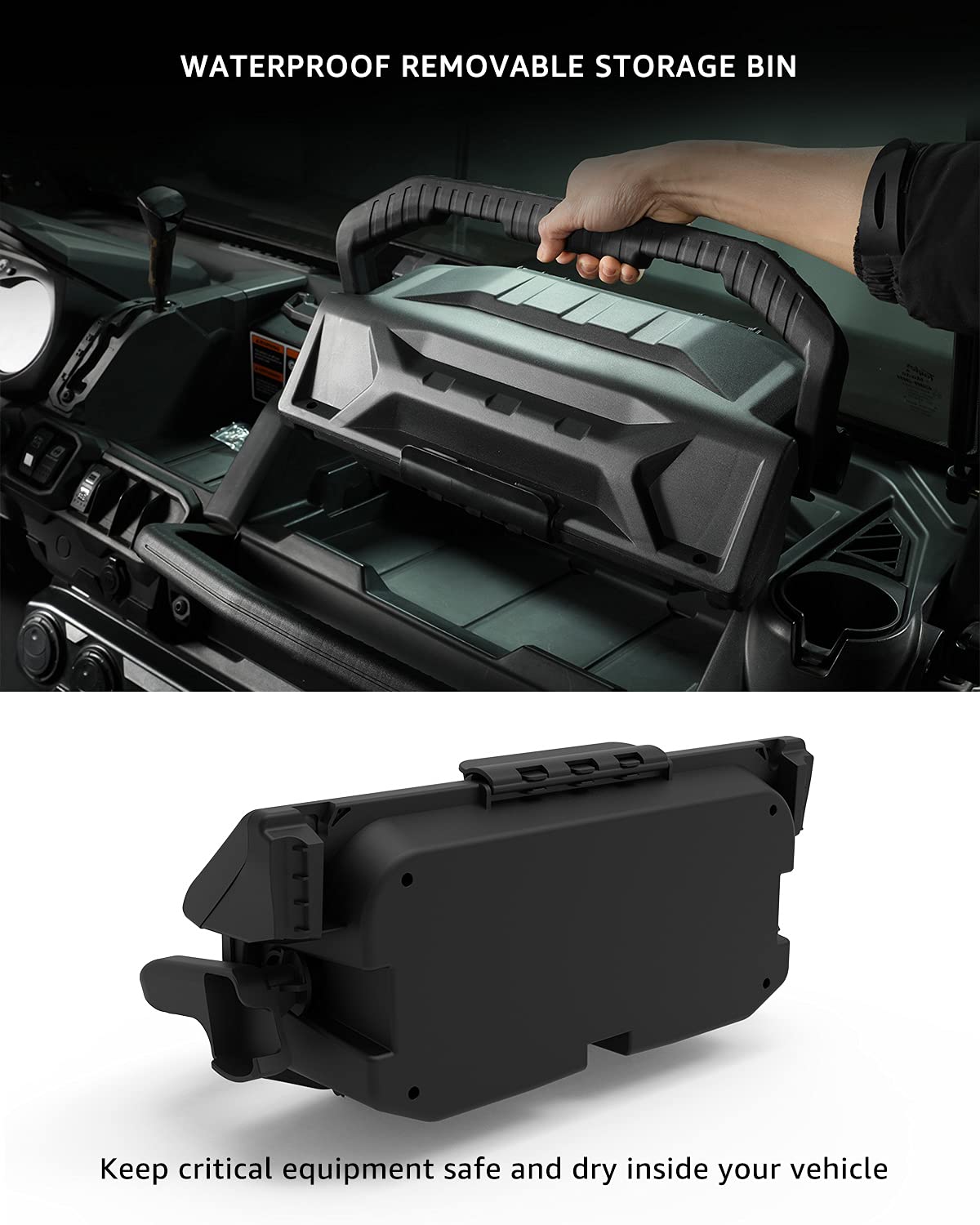 A & UTV PRO Defender Dash Storage Box - Removable Upper Dashboard Storage Bin for 2016-2021 Can Am Defender HD5 HD8 HD10 MAX Accessories (Replaces OEM# 715004344) - Perfect for Off-Roading, Hunting & Outdoor Adventures