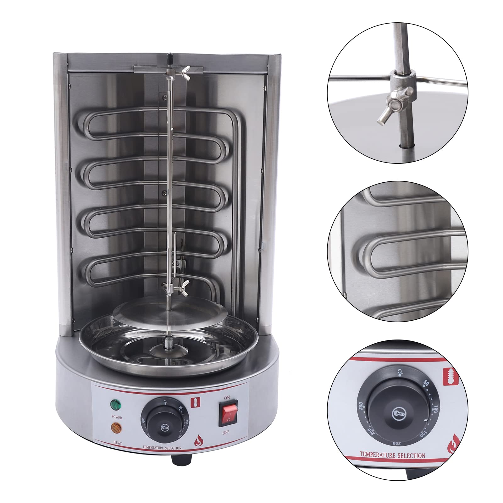 DNYSYSJ Commercial Vertical Shawarma Rotisserie Grill Machine - 3000W Electric Kebab Doner Broiler for Chicken & Beef - Stainless Steel Propane Gas Grill for Restaurants & Home Use (110V) - Perfect for Mediterranean, Middle Eastern Cuisine & Food Trucks