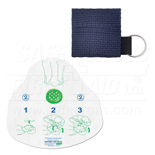 CPR Face Shield in Mini Pouch - Navy Blue Emergency First Aid Protection for First Responders, Nurses & Medical Professionals - Ideal for CPR Training, Hospitals & First Aid Kits