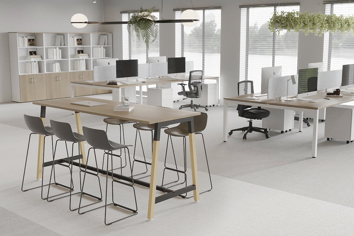 Premium Quadro A Legs Counter Table with Wooden Legs & Cross Beam - 925H Model [1200L x 700W] - Perfect for Restaurant Bars, Kitchen Islands & Commercial Counters