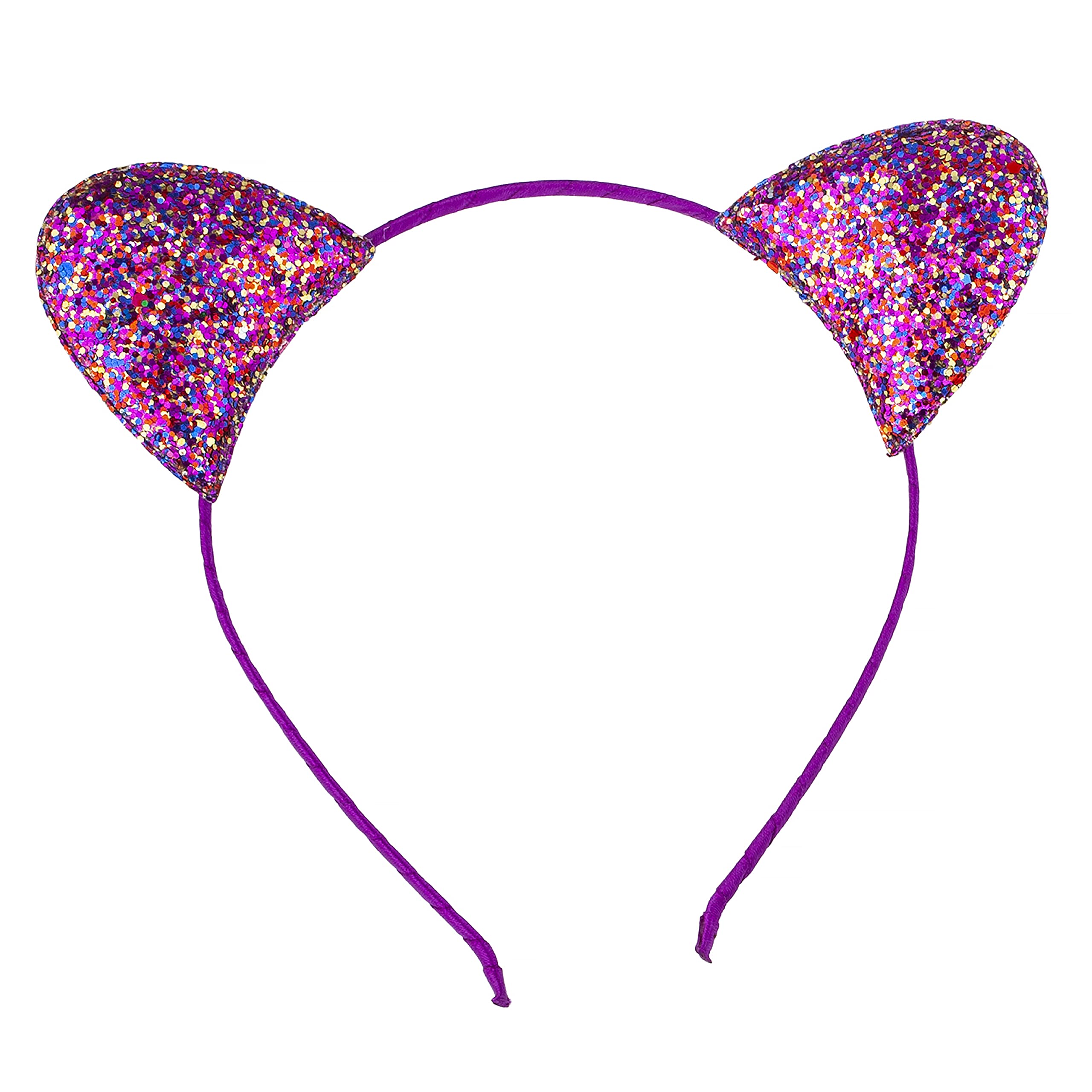 Christmas Cat Ears Headband Set - Glittery Silver Black Pink for Girls | Party & Cosplay