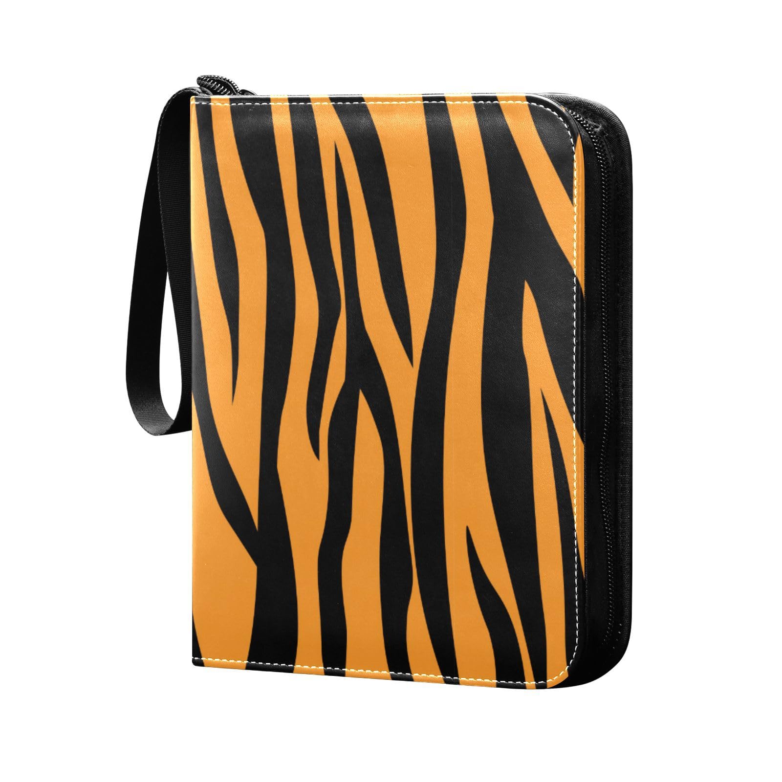 Premium 4-Pocket Tiger Trading Card Binder with 50 Removable Sleeves - 3-Ring Card Album Holds 400+ Sports & Game Cards - Durable Card Case for Collectors, Boys & Girls - Perfect for Storage, Organization & Trading Events