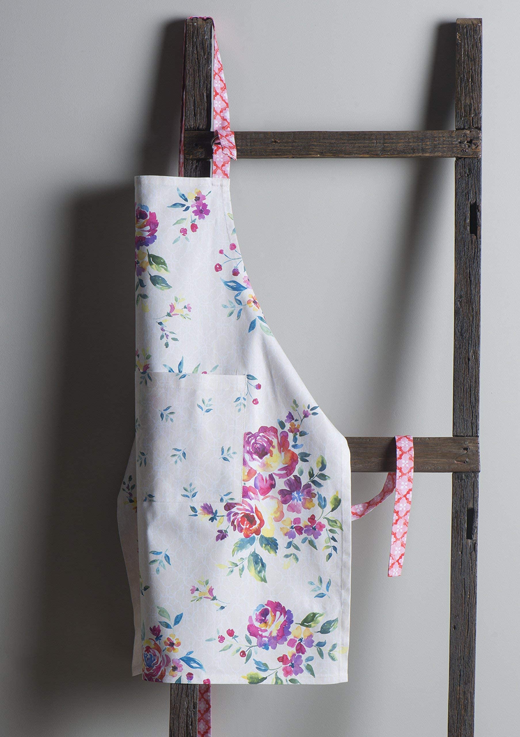 Maison d'Hermine Rose Garden Kitchen Bundle Set - 100% Cotton Apron (27.5x31.5 Inches) & Oven Mitt (7.5x13 Inches) with Pot Holder (8x8 Inches) - Perfect for Baking, Cooking & Home Decor