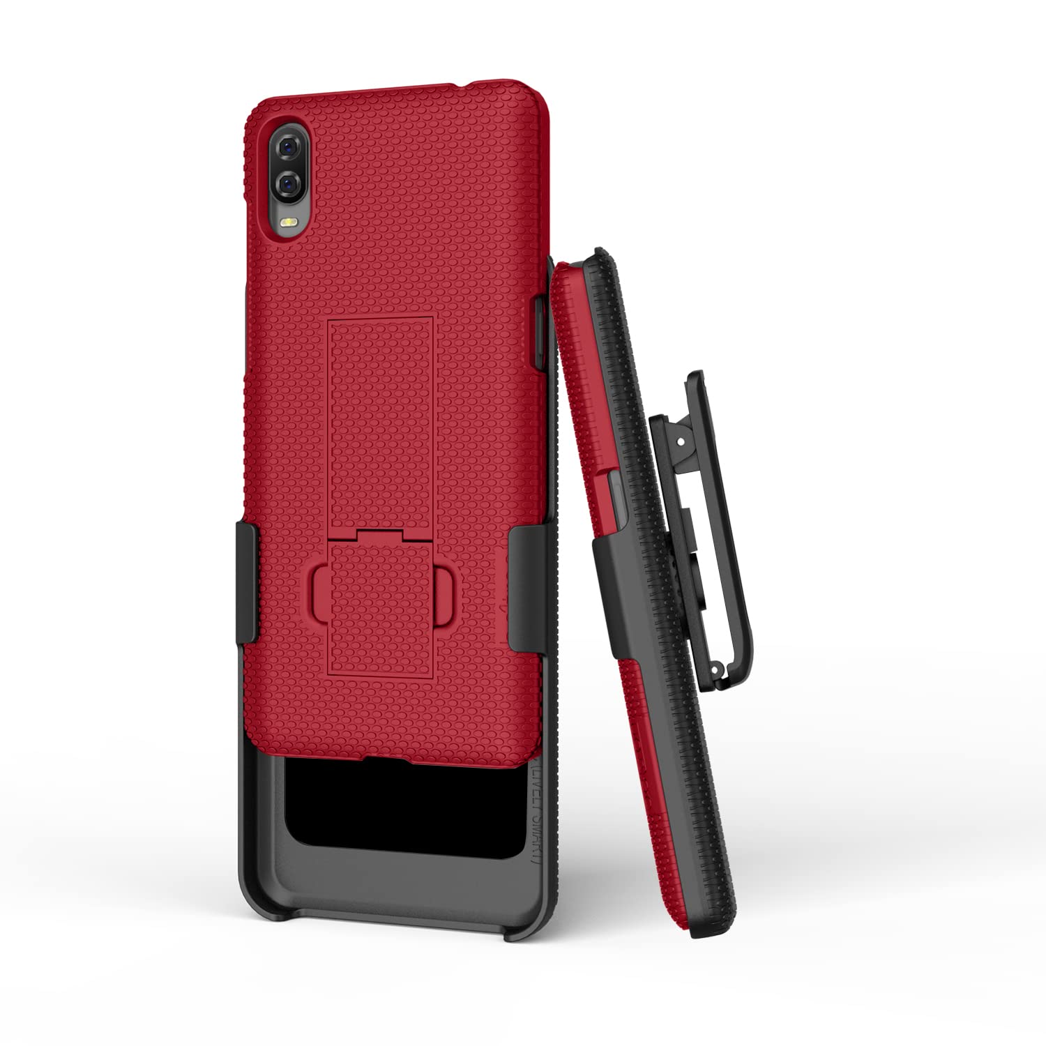 Premium Beltron Slim Protective Case with Kickstand & Belt Clip Holster for Jitterbug Smart3 Phone - Durable Grip Cover for Seniors - Perfect for Everyday Use, Travel & Easy Access (Red)