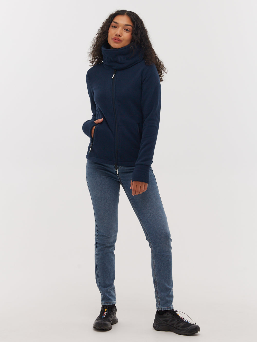 Women's Soft Microfleece Wrap Neck Zip Up Jacket - Cozy Winter Outerwear for Hiking, Camping & Outdoor Activities