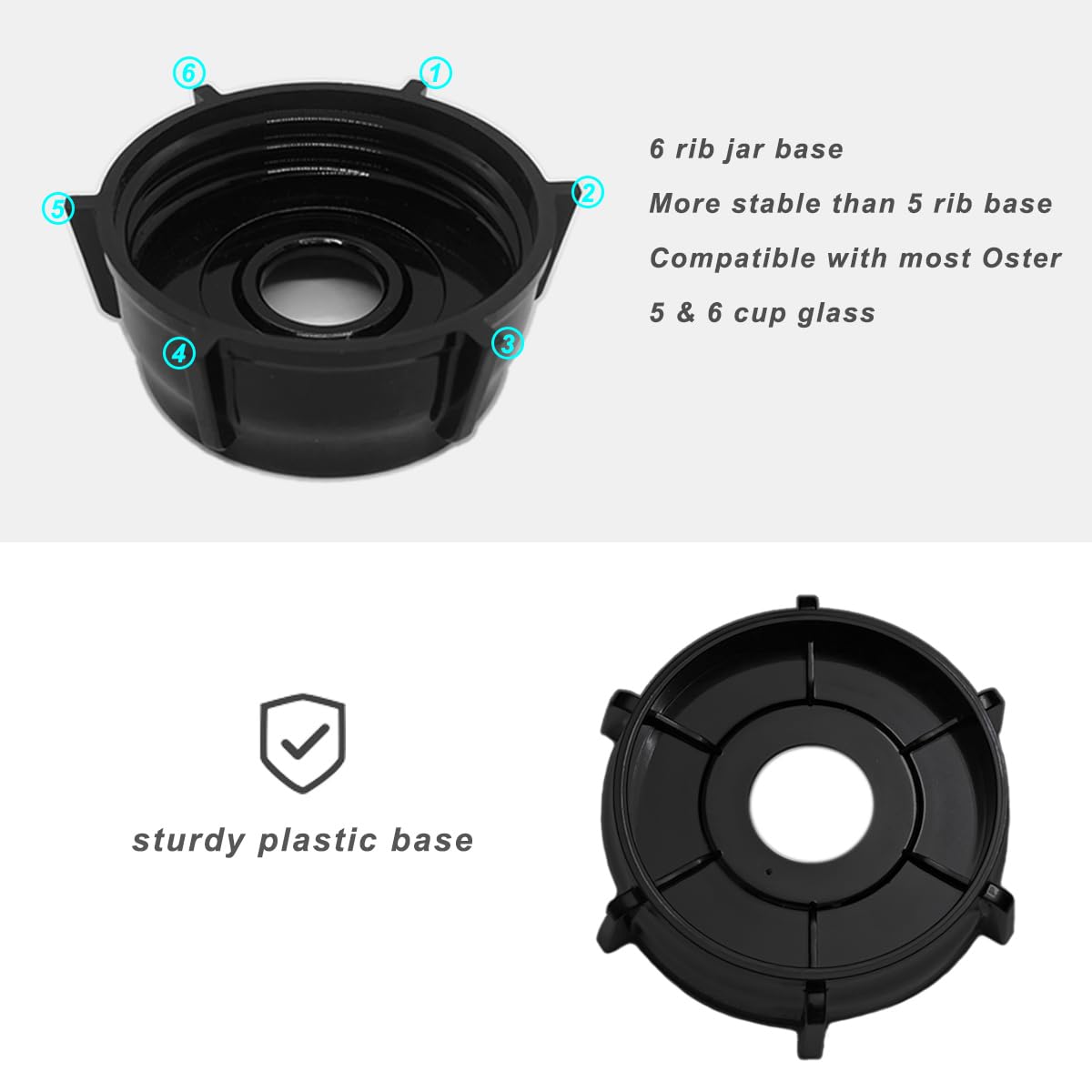 Oster Blender Replacement Parts - Ice Crusher Blade with 2 Jar Base Caps & 4 Rubber O-Ring Sealing Gaskets | Compatible with Oster Blenders | Perfect for Smoothies, Ice Crushing & Food Processing