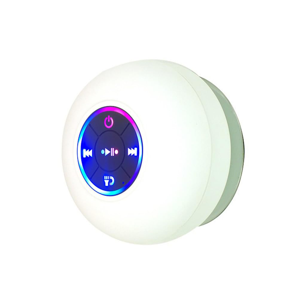 2Pcs Waterproof Bluetooth Shower Speaker with Colorful LED Lights & Strong Suction Cup - Wireless Shower Speaker for Bathroom, Pool, Beach & Outdoor Activities - Includes Fun Stickers for Customization