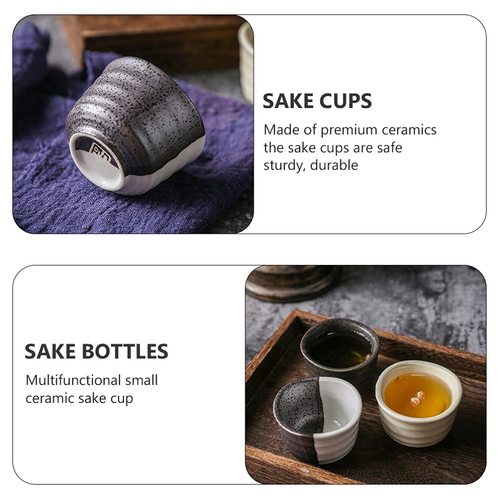Hemoton 3-Piece Ceramic Sake Set - Japanese Sake Cups, Serving Bottle & Dish - Traditional Sake Drinking Accessories for Home, Restaurant & Gift Giving