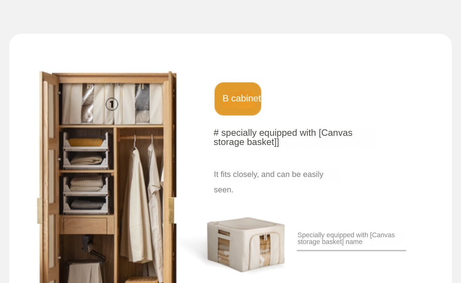Solid Oak Wood Rattan Wardrobe - Stylish Storage for Bedroom, Living Room & Closet Organization