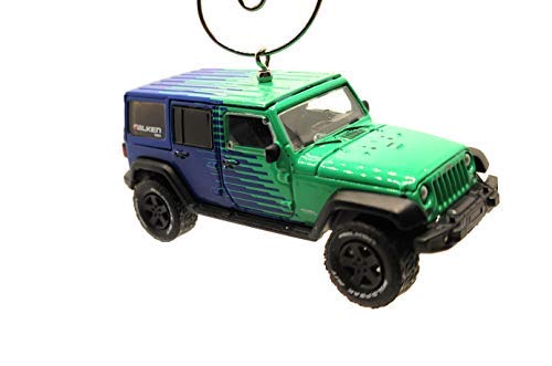 2017 Jeep Wrangler JKU JK Unlimited Falken Tires 1:64 Scale Green Diecast Model - Christmas Tree Ornament & Car Enthusiast Gift for Holiday Decorations