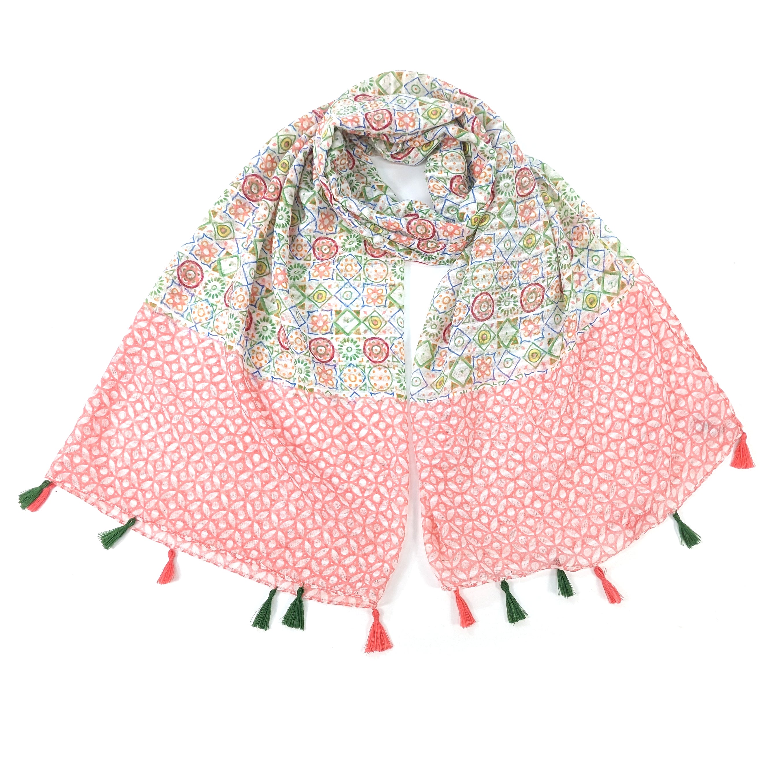 Stylish Pink Mosaic Tiles Scarf (80x180cm) - Perfect for Women's Fashion Accessories, Gift Giving & Winter Outfits