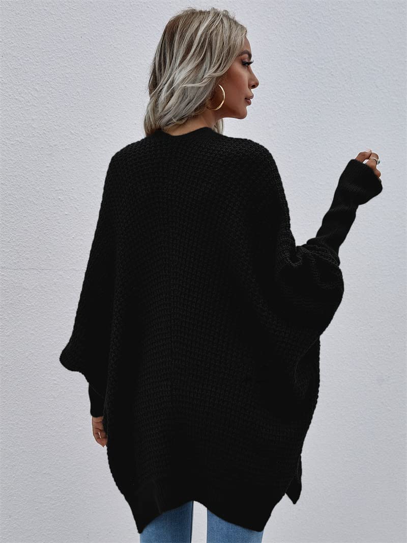 Bsicspace Women's Open Front Cardigan Sweater - Waffle Knit Lightweight Oversized Soft Outerwear for Casual & Dressy Wear | Perfect for Layering, Office, Date Night & Cozy Evenings