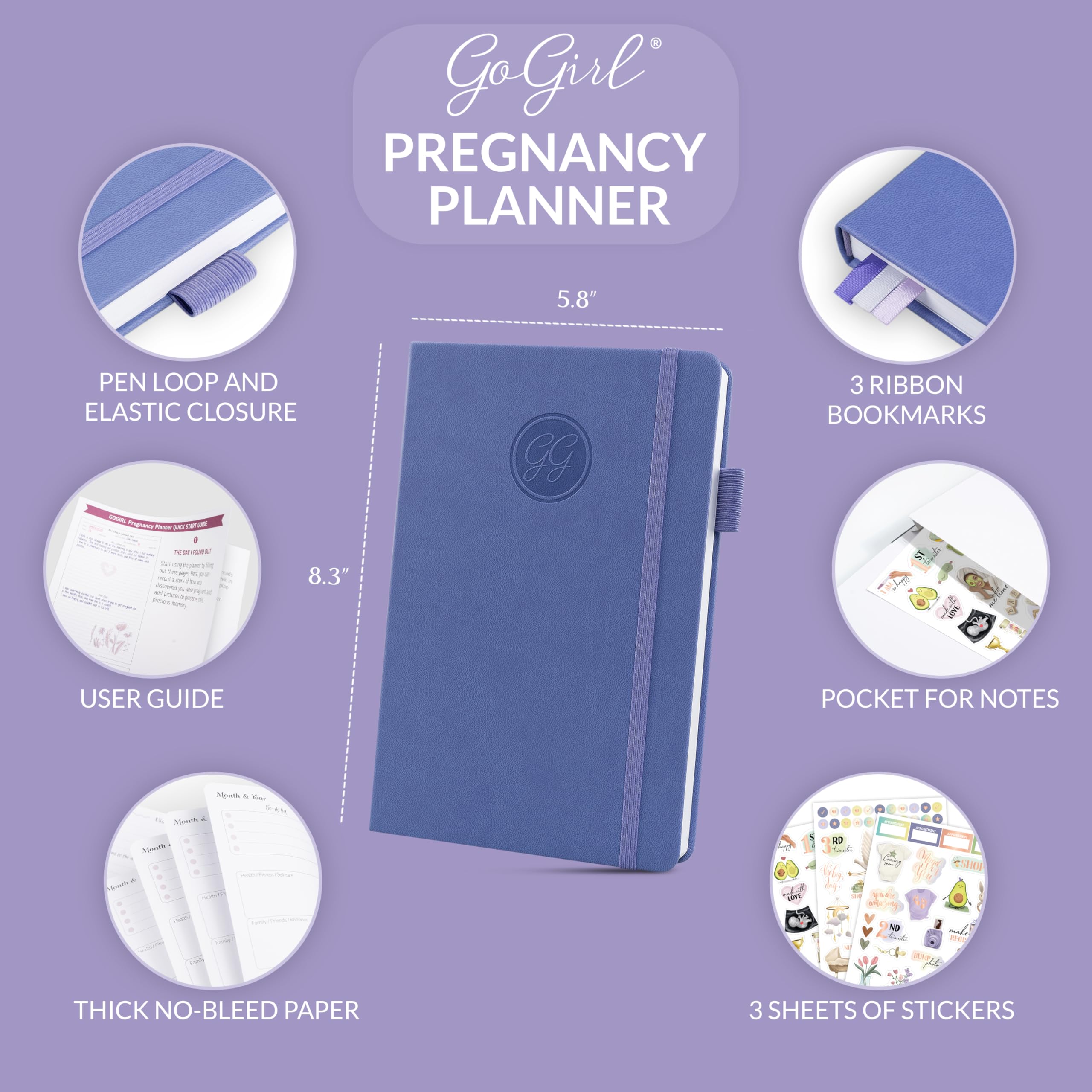 GoGirl Pregnancy Planner & Journal – Weekly Baby & Mom Memory Book for First-Time Moms – Track & Document Your 40-Week Pregnancy Journey – A5 Size Keepsake Diary (Lavender) – Perfect for Pregnancy Milestones, Doctor Visits & Creating Lasting Memories
