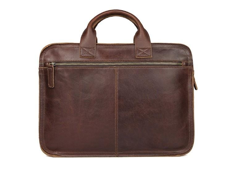 17 Inch Brown Genuine Leather Laptop Bag for Men & Women - Stylish Designer Briefcase for Business, Work, Travel & College