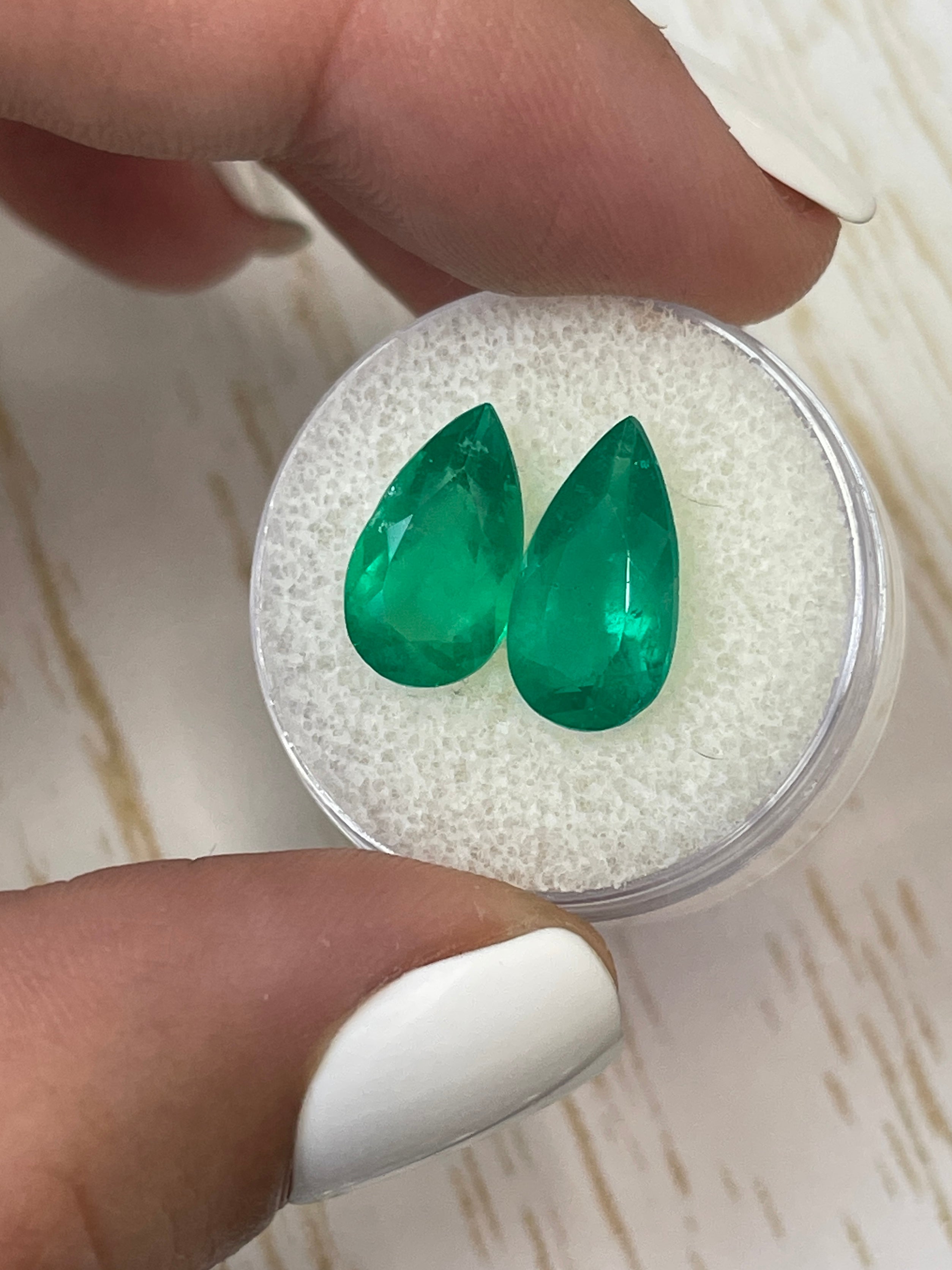 5.82tcw 14x8 Matching Loose Colombian Emeralds Pear Cut - Natural Green Gemstones for Jewelry Making, Engagement Rings & Luxury Gifts