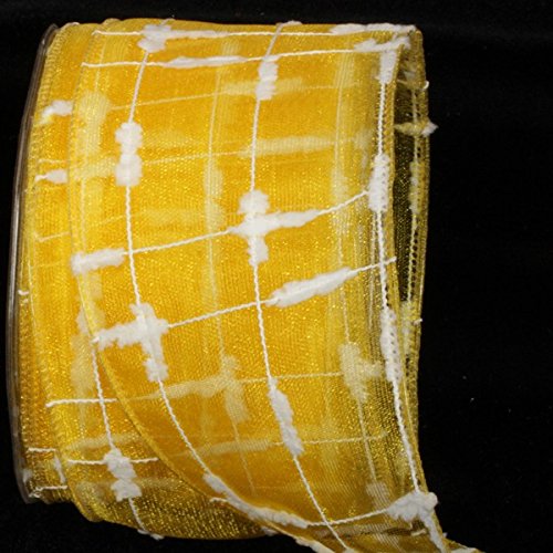 The Ribbon People Sheer Yellow & White Bliss Wired Decorative Craft Ribbon - 2.5 Inch x 27 Yards for Gift Wrapping, DIY Crafts, Wedding Decorations, and Party Favors