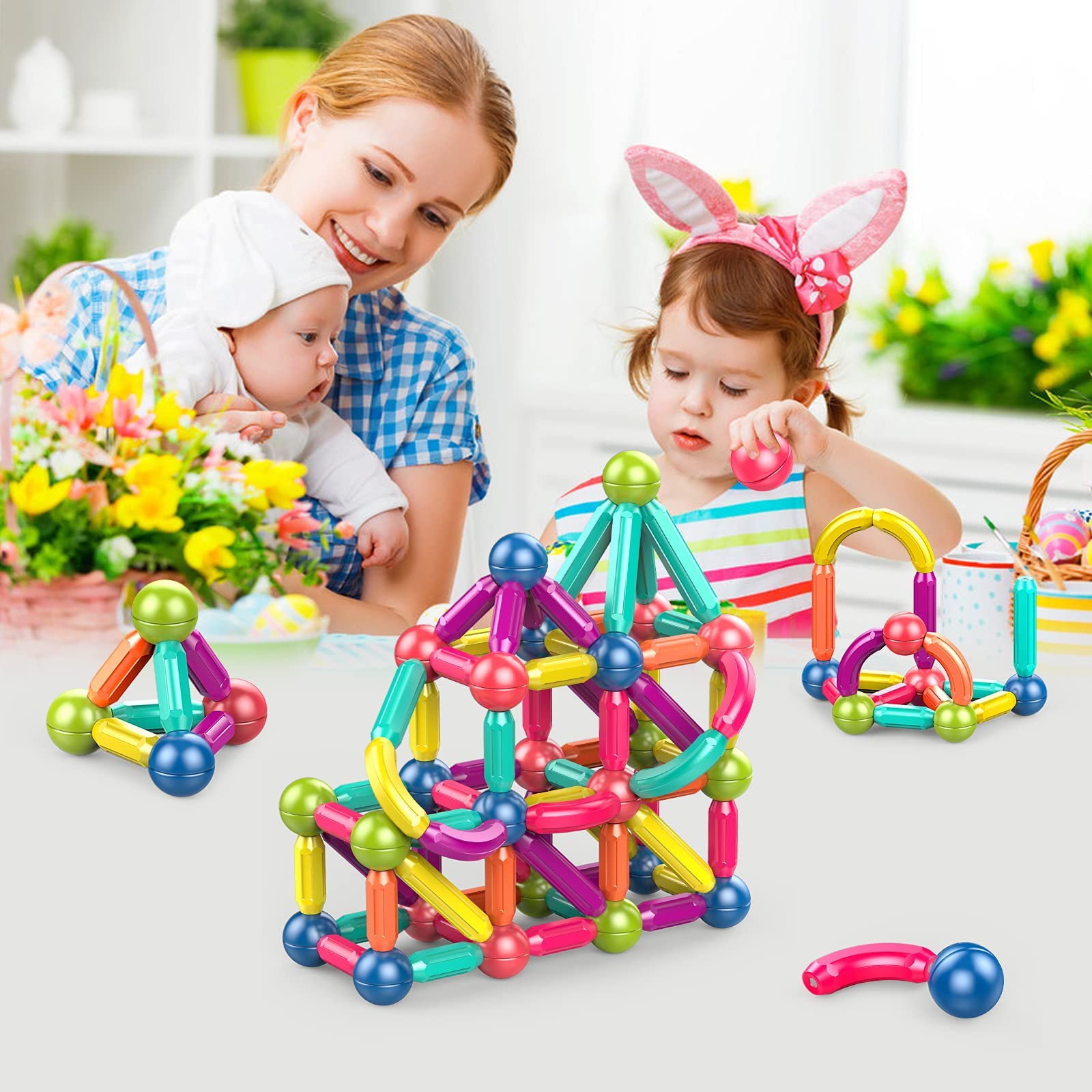 **Magnetic Building Blocks Set for Kids - 25pcs STEM Educational Toys for Boys & Girls Ages 1-5, Toddler Learning Toys with Magnetic Balls & Rods - Perfect for Creative Play, Classroom Activities & Birthday Gifts**