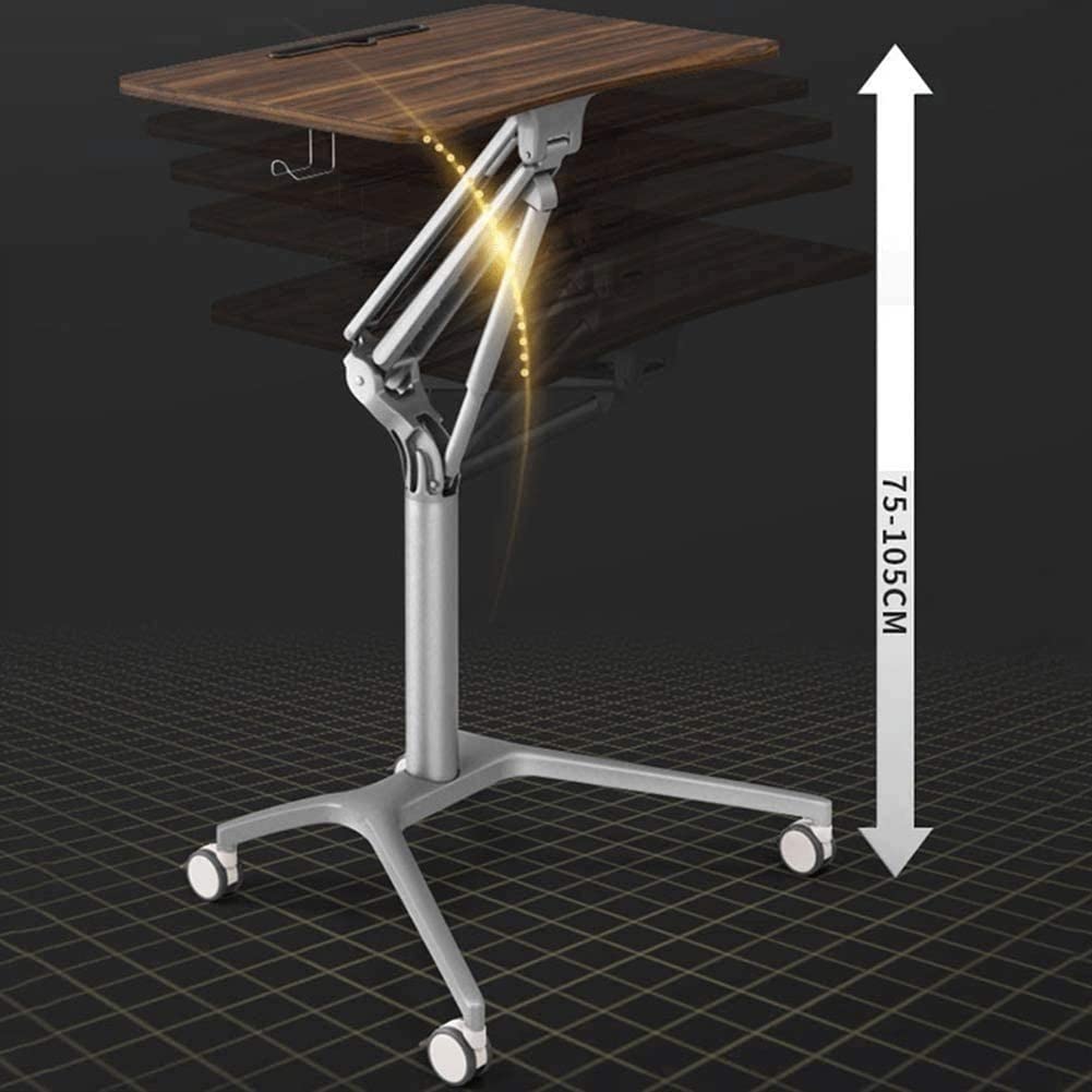 Mobile Standing Desk with Wheels, Height Adjustable Rolling Laptop Workstation for Home Office, Perfect for Standing or Sitting - Ideal for Small Spaces and Remote Work